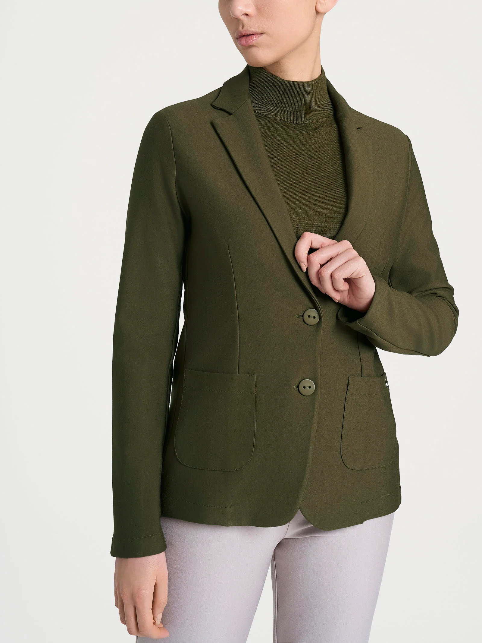 Blazer con due bottoni in Compact - Dark Olive