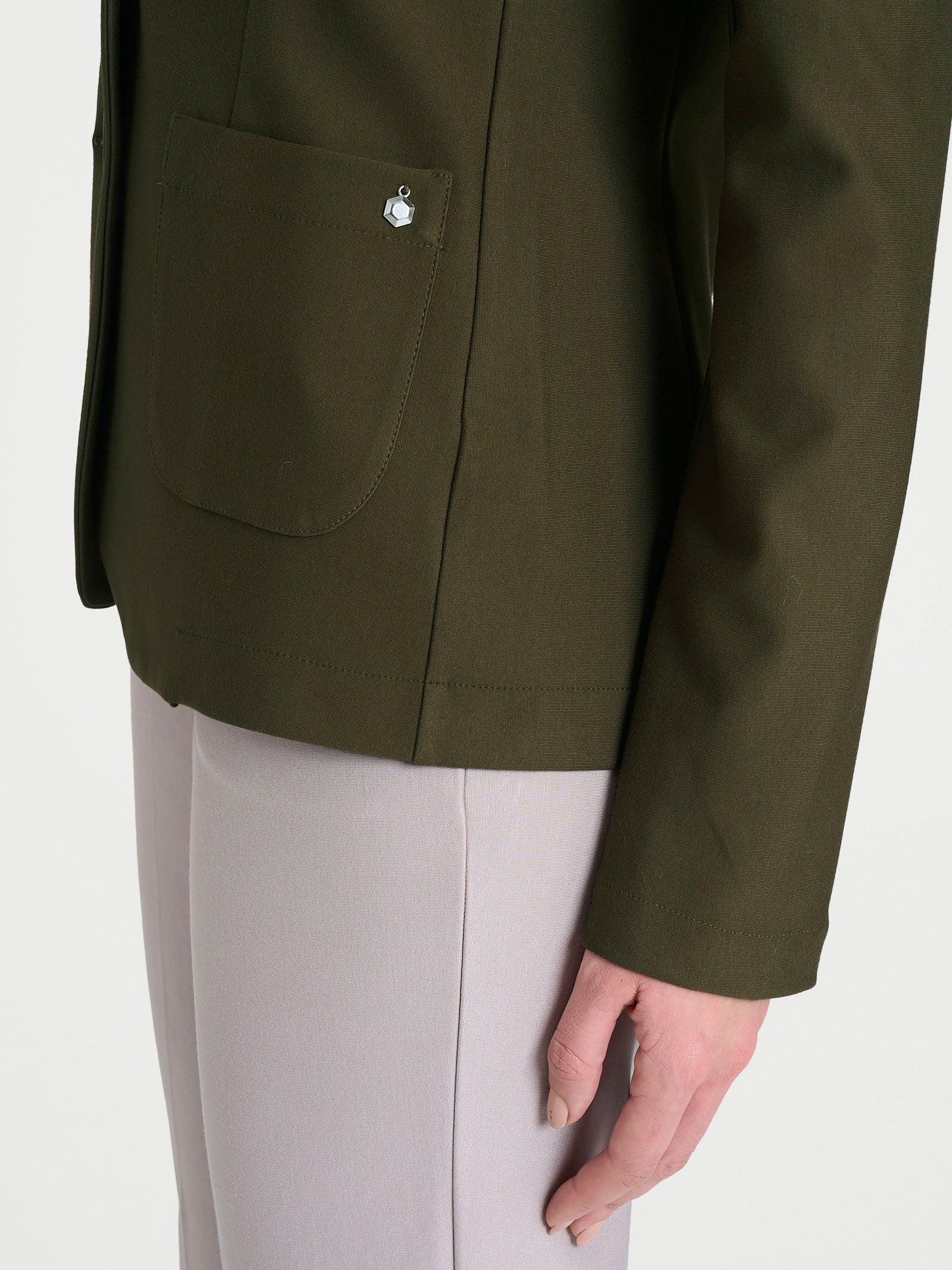 Blazer con due bottoni in Compact - Dark Olive - Image 3