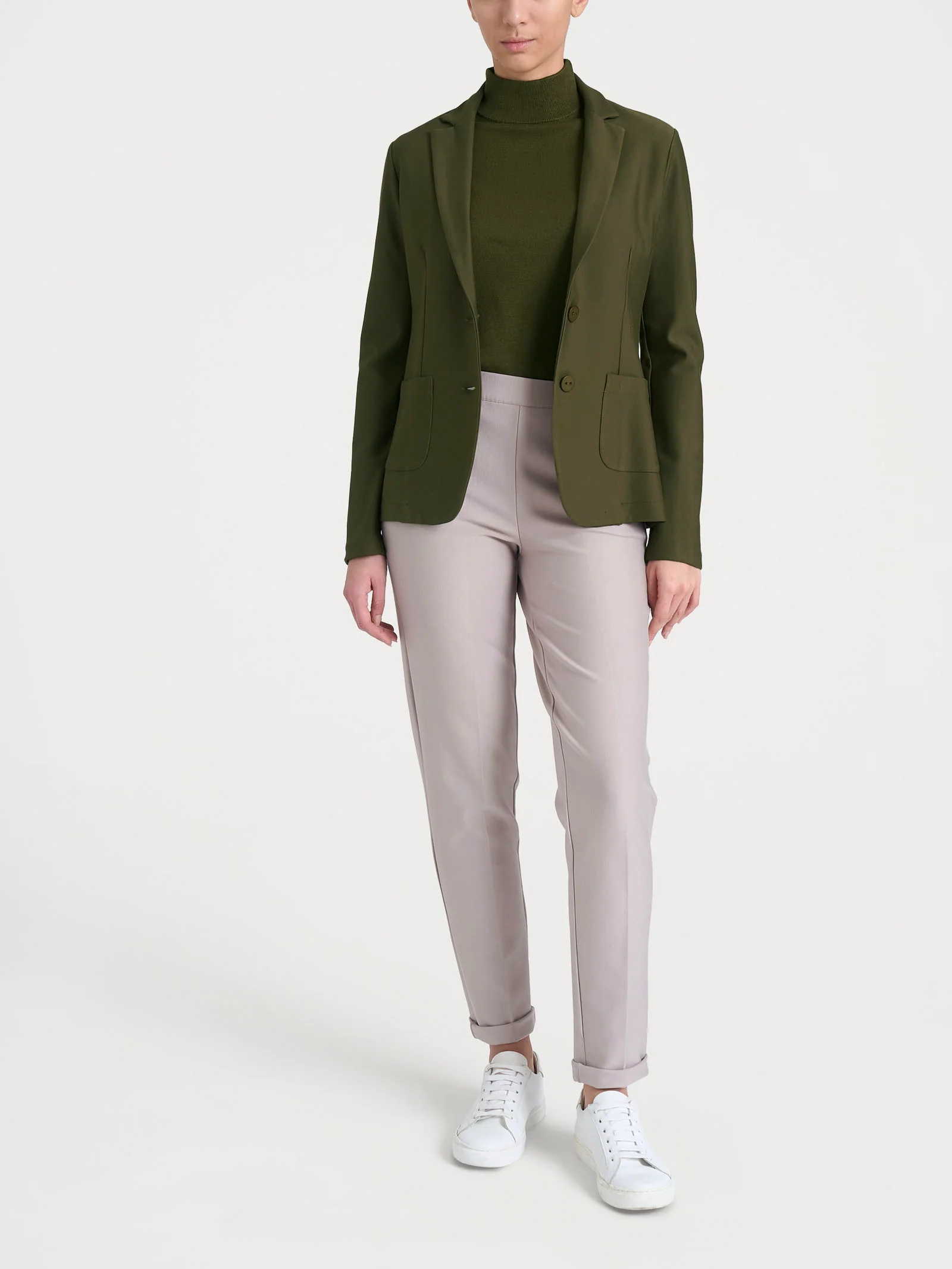 Blazer con due bottoni in Compact - Dark Olive - Image 5