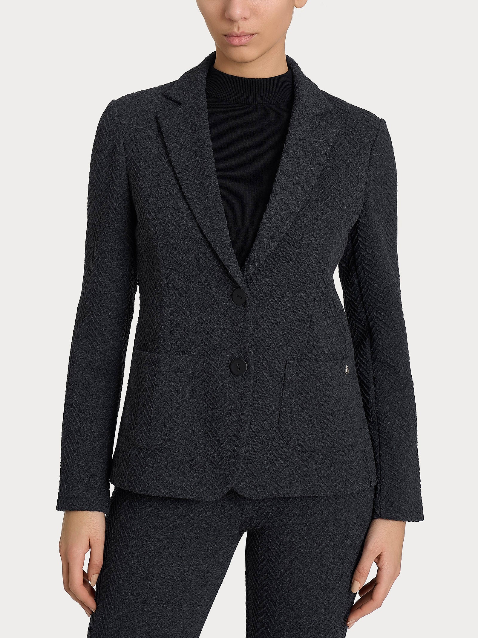 Blazer con due bottoni in Eco Jacquard - Oscuro Mel.