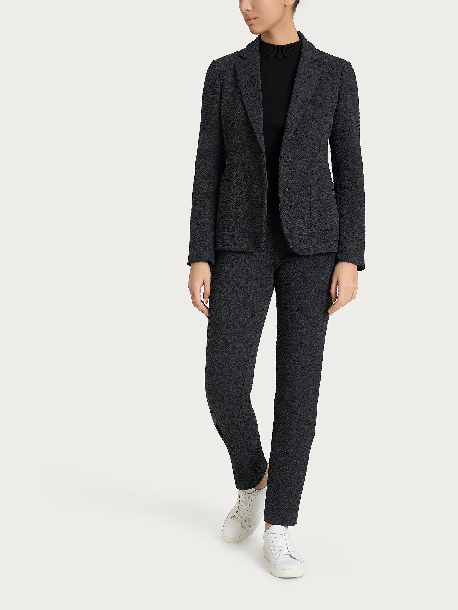 Blazer con due bottoni in Eco Jacquard - Oscuro Mel. - Image 5