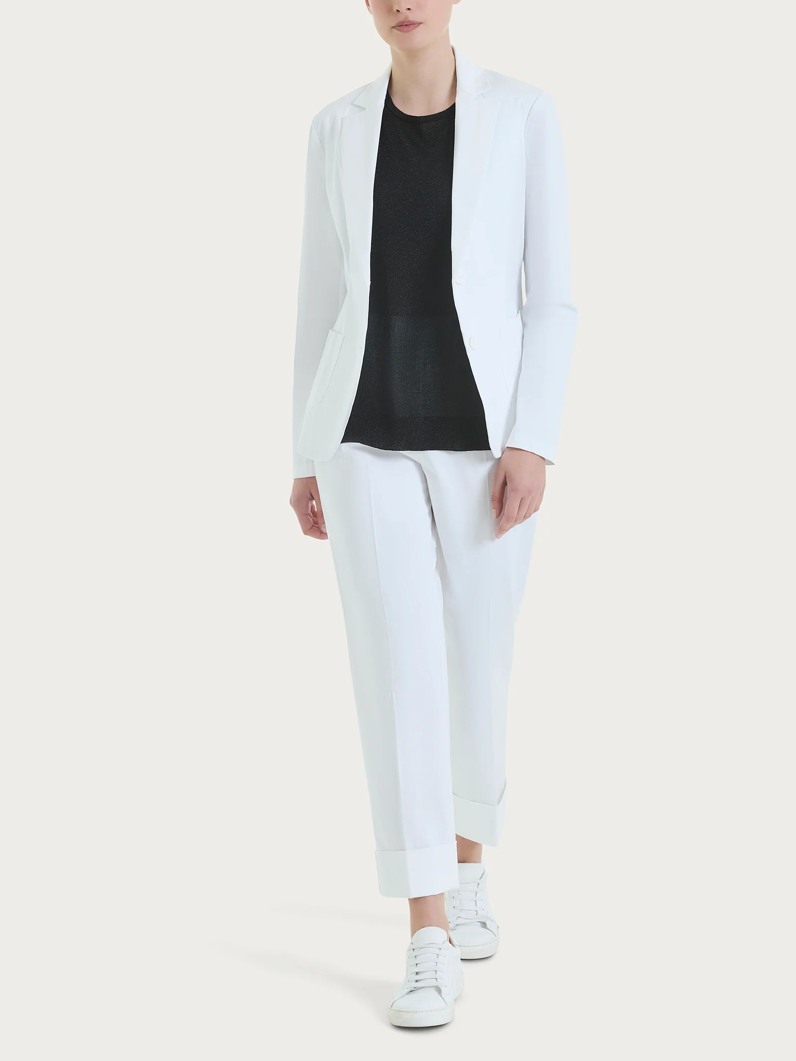 Blazer con due bottoni in Satin Power - Bianco - Image 4