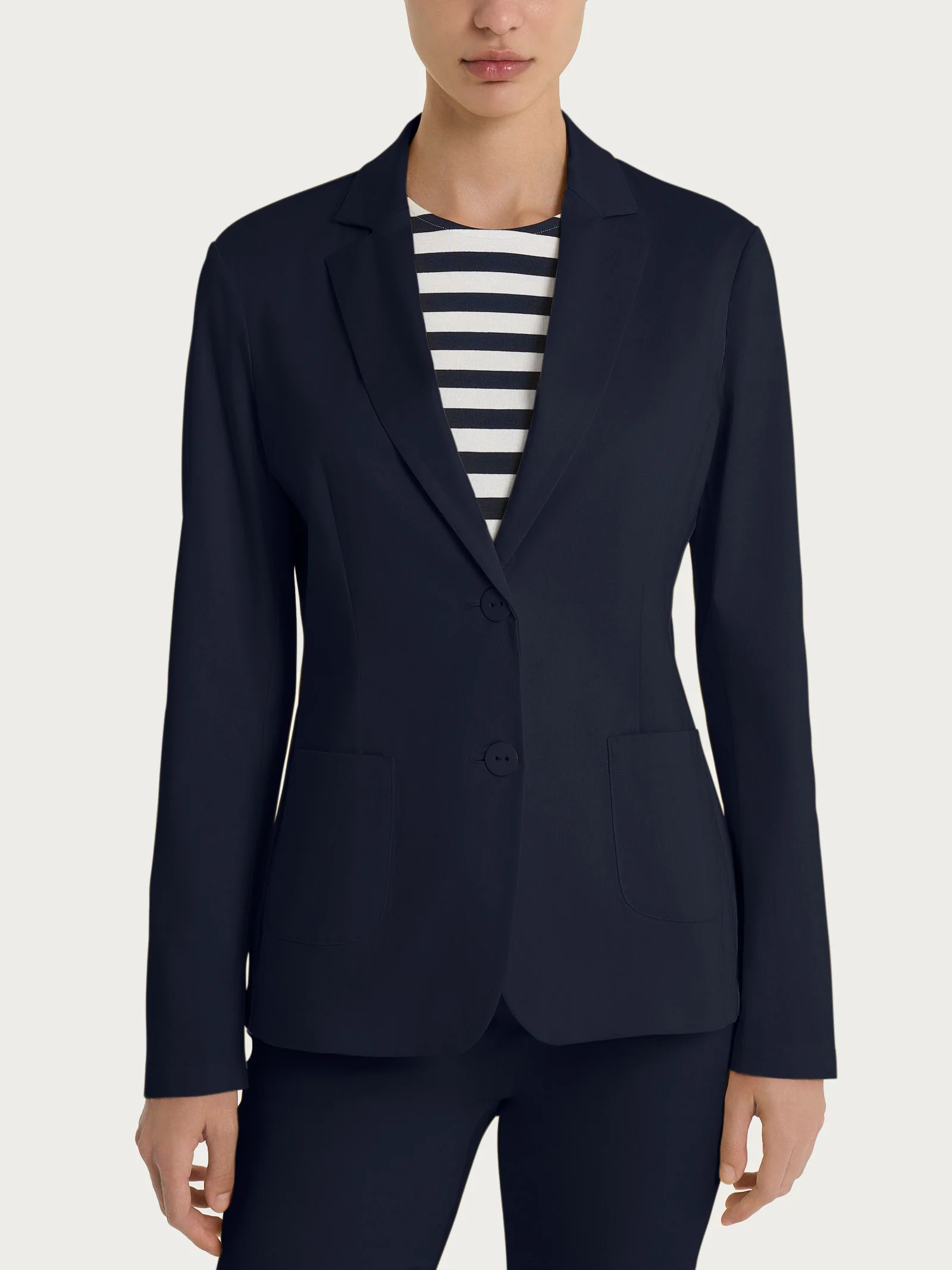 Blazer con due bottoni in Satin Power - Bleu