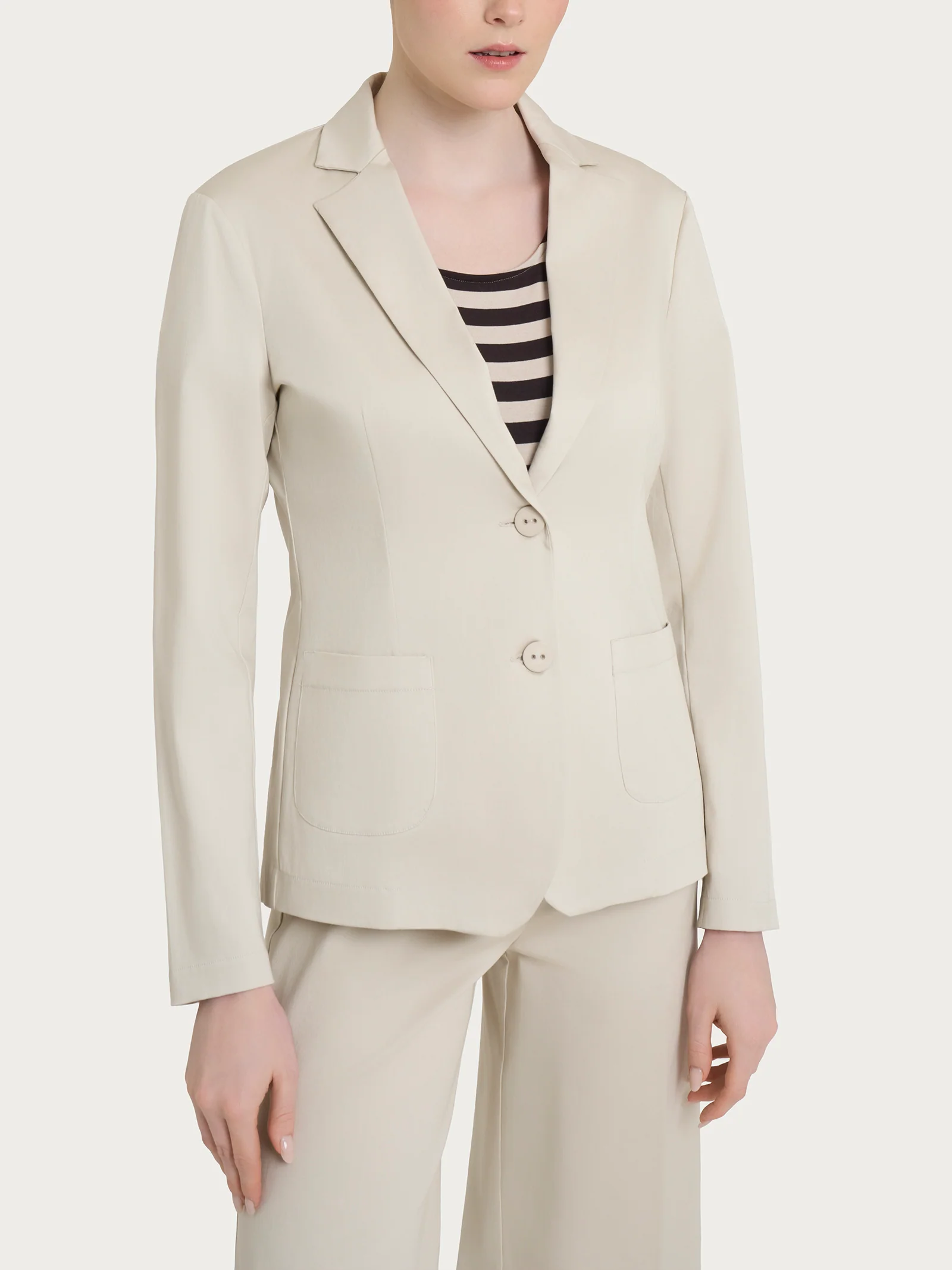 Blazer con due bottoni in Satin Power - Champignon