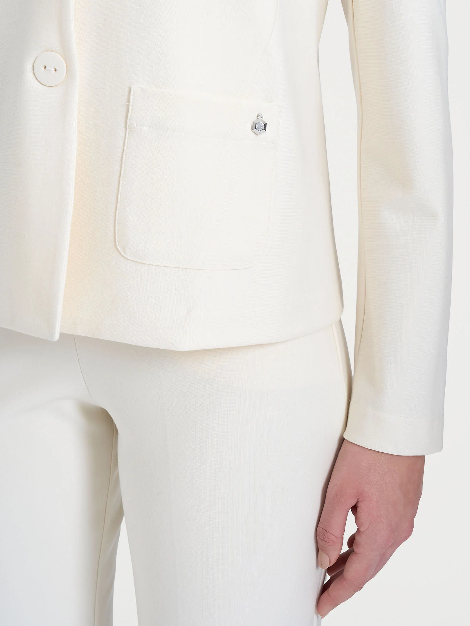 Blazer corto in Compact - Avorio - Image 3