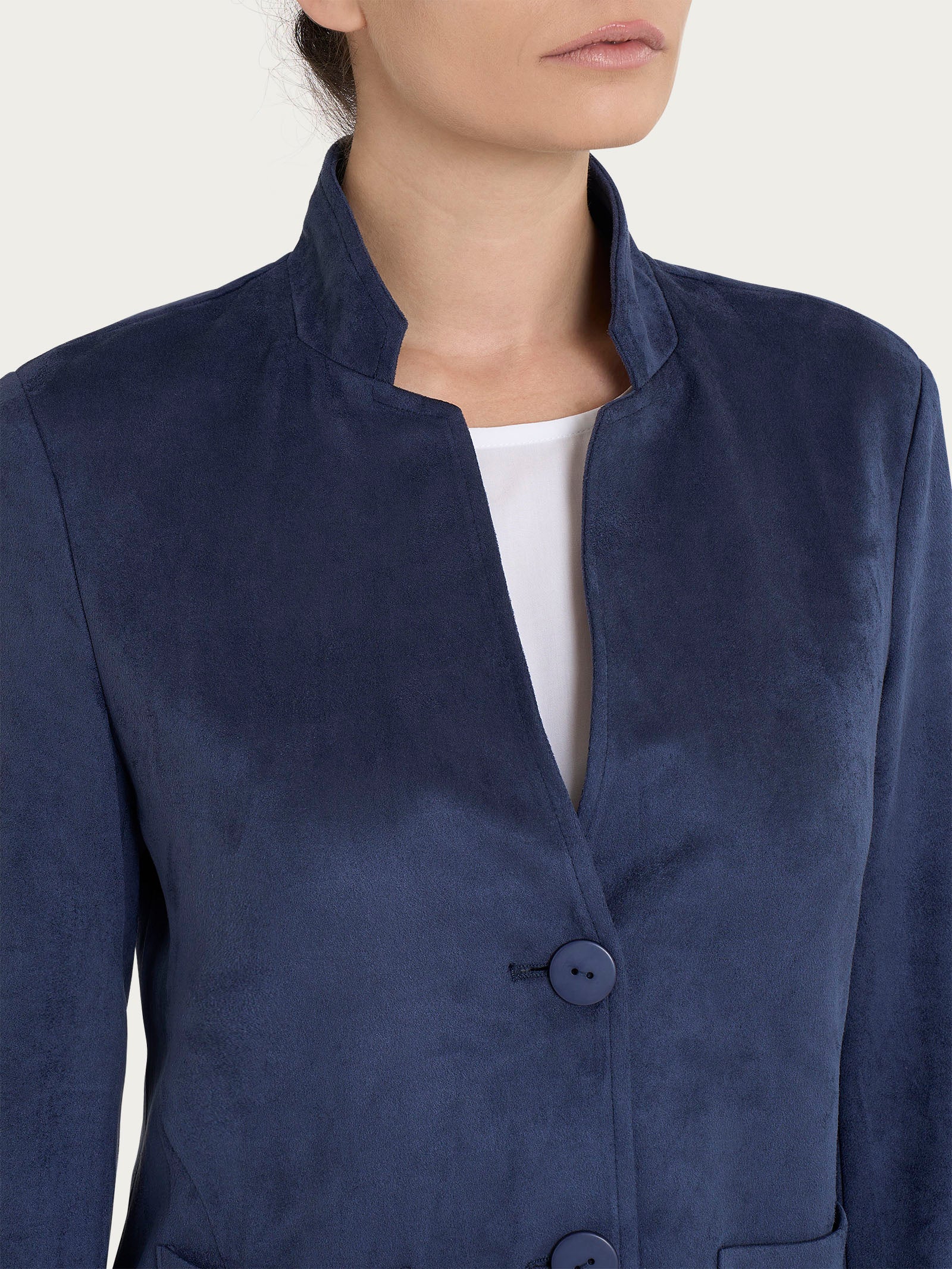 Blazer corto in Eco Suede - Bleu - Image 3