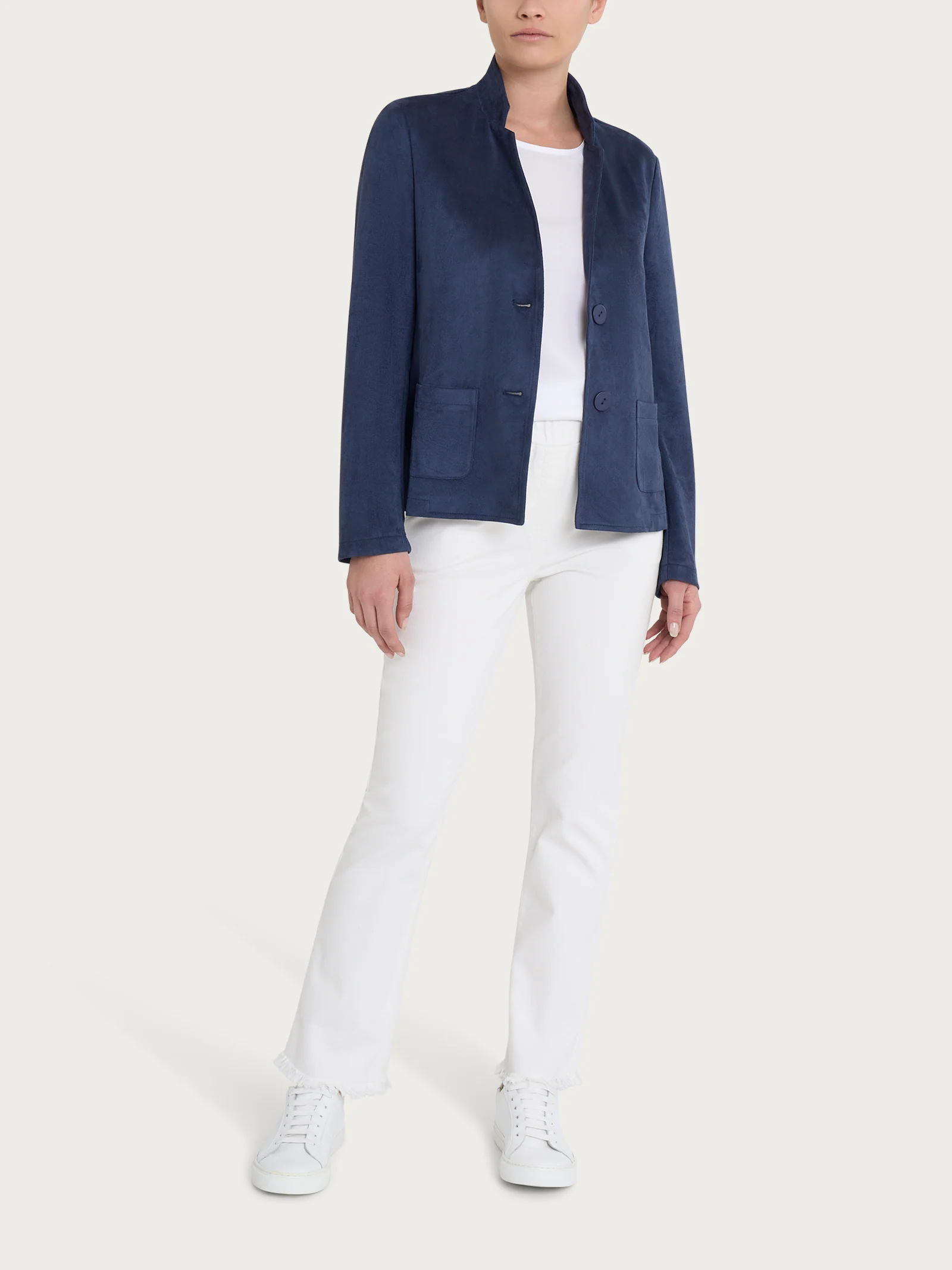 Blazer corto in Eco Suede - Bleu - Image 4