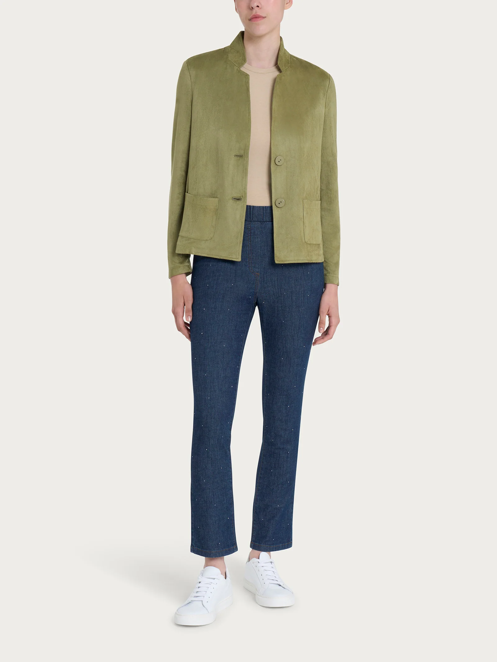 Blazer corto in Eco Suede - Sphagnum - Image 4