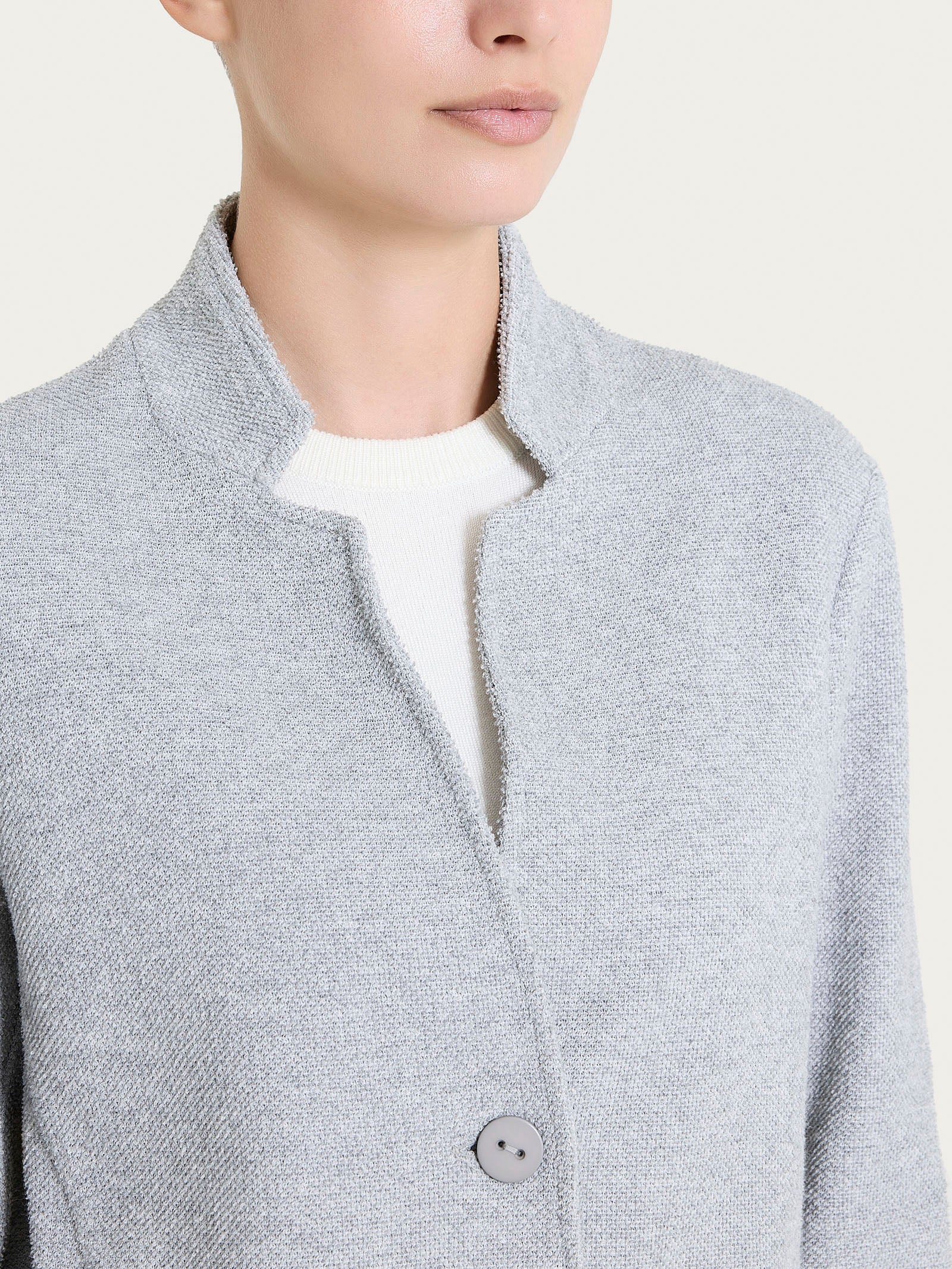 Blazer corto in Japanese Fleece - Grigio Mel. - Image 3