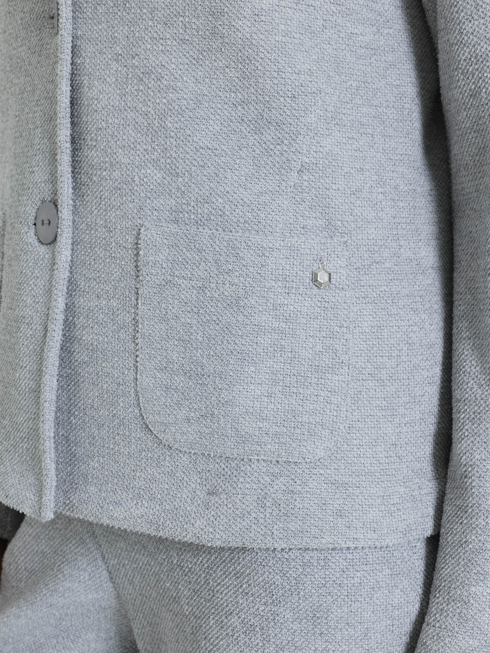 Blazer corto in Japanese Fleece - Grigio Mel. - Image 4