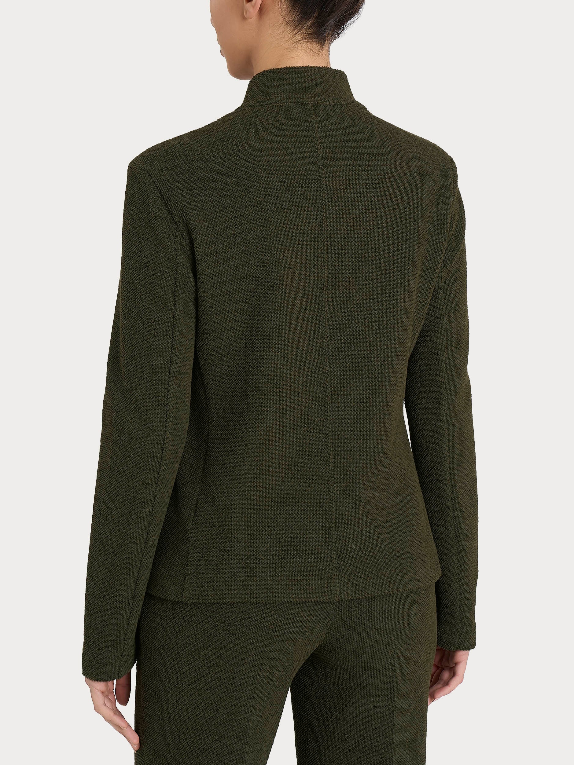 Blazer corto in Japanese Fleece - Dark Olive - Image 2