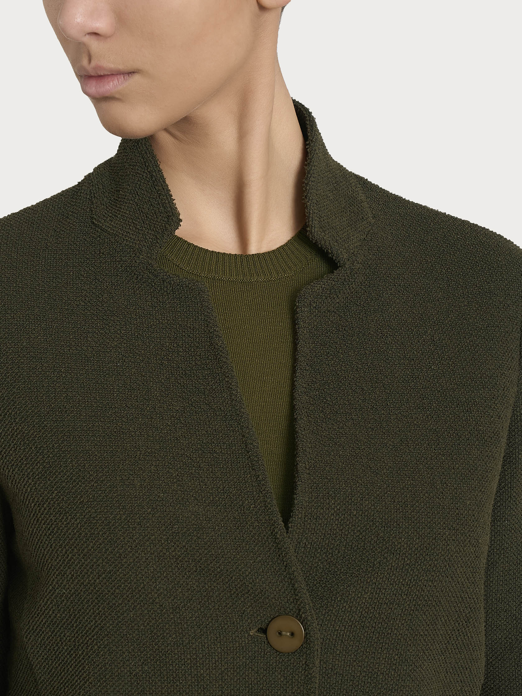 Blazer corto in Japanese Fleece - Dark Olive - Image 3