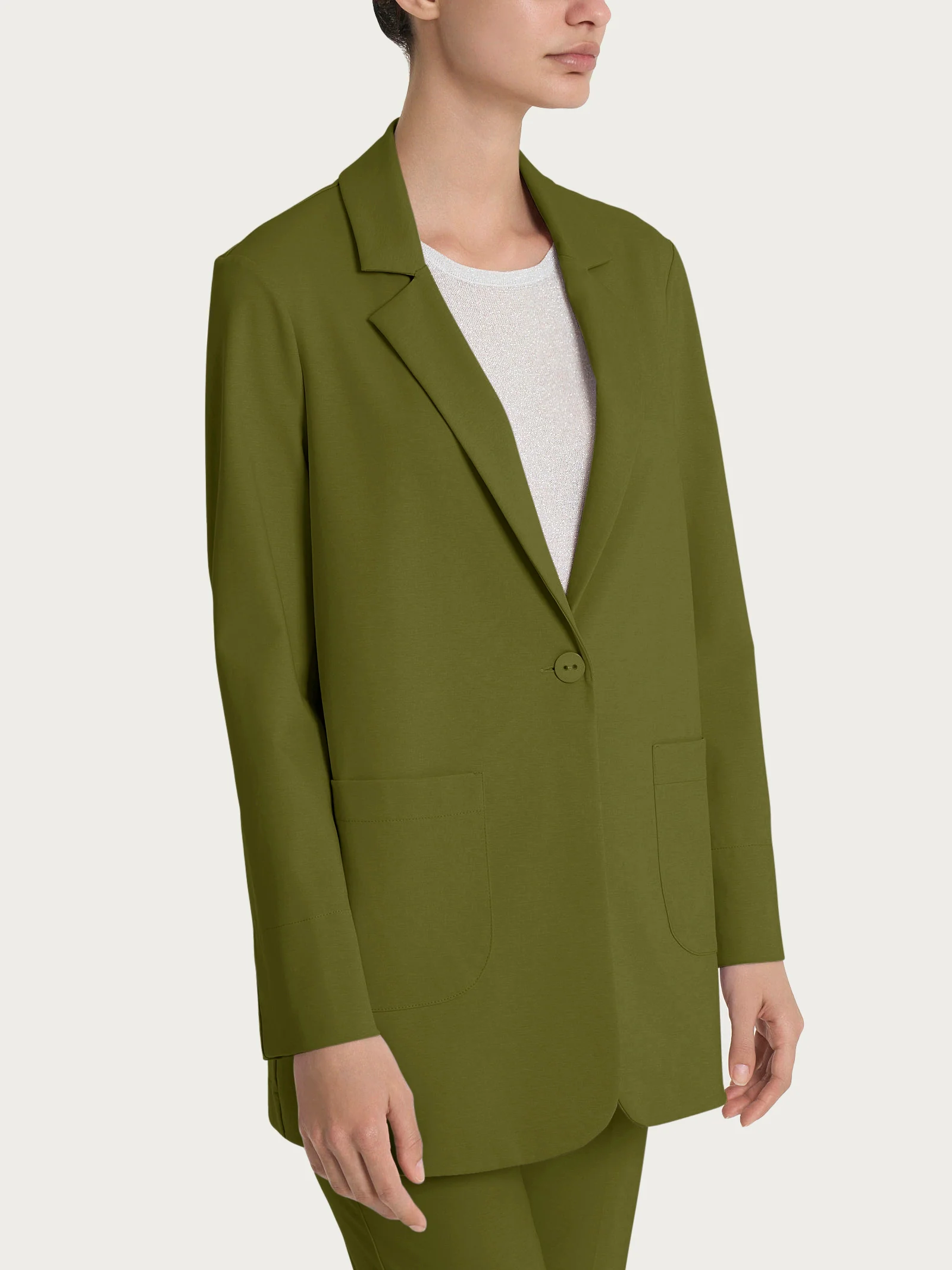Blazer destrutturato in Compact Light - Sphagnum