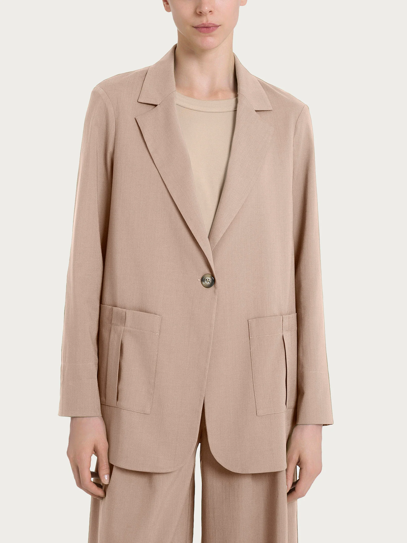 Blazer destrutturato in Super Natural - Warm Taupe