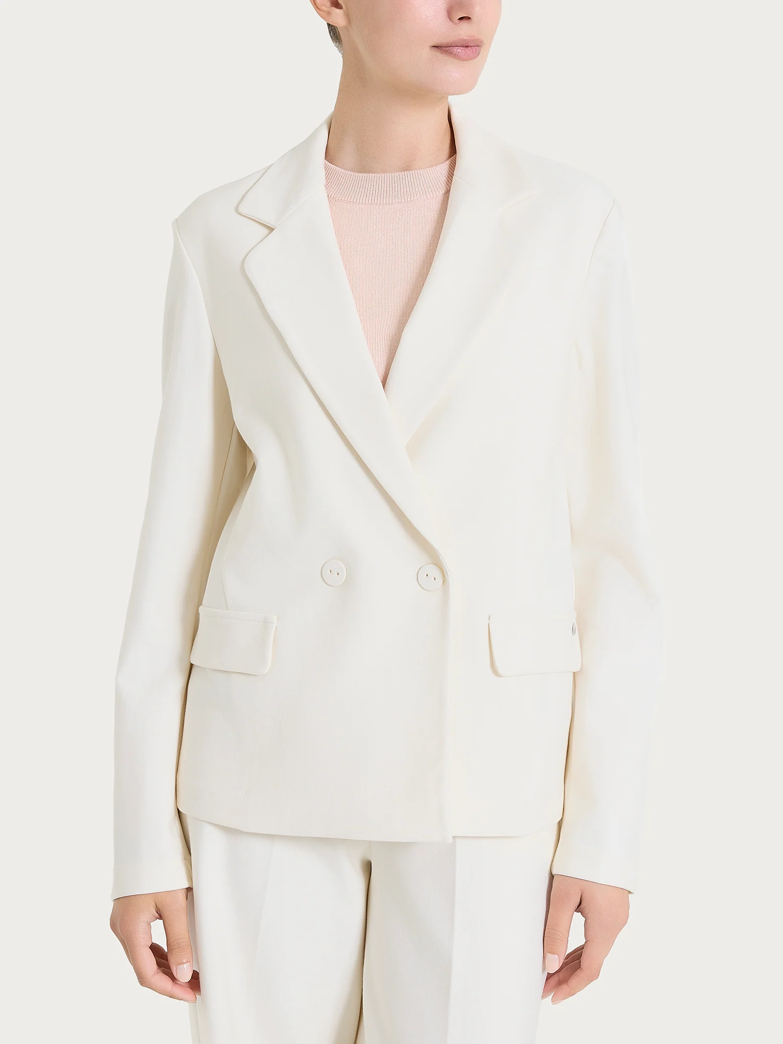 Blazer doppio petto in Compact - Avorio