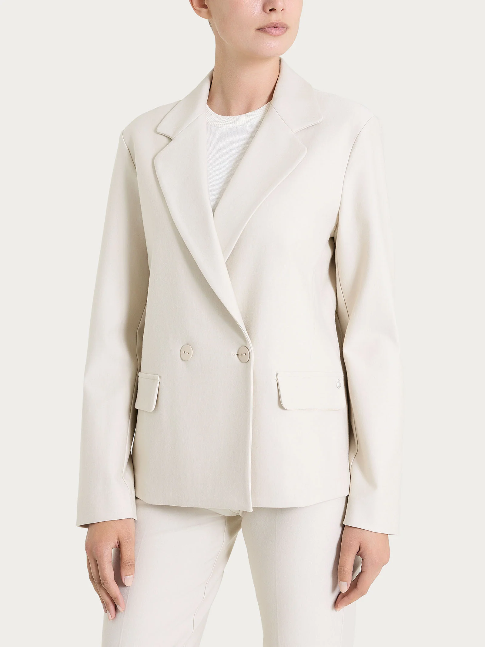 Blazer doppio petto in Compact - Champignon