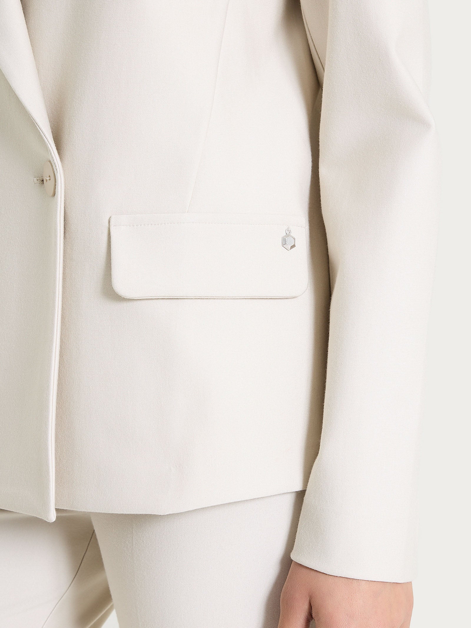 Blazer doppio petto in Compact - Champignon - Image 3
