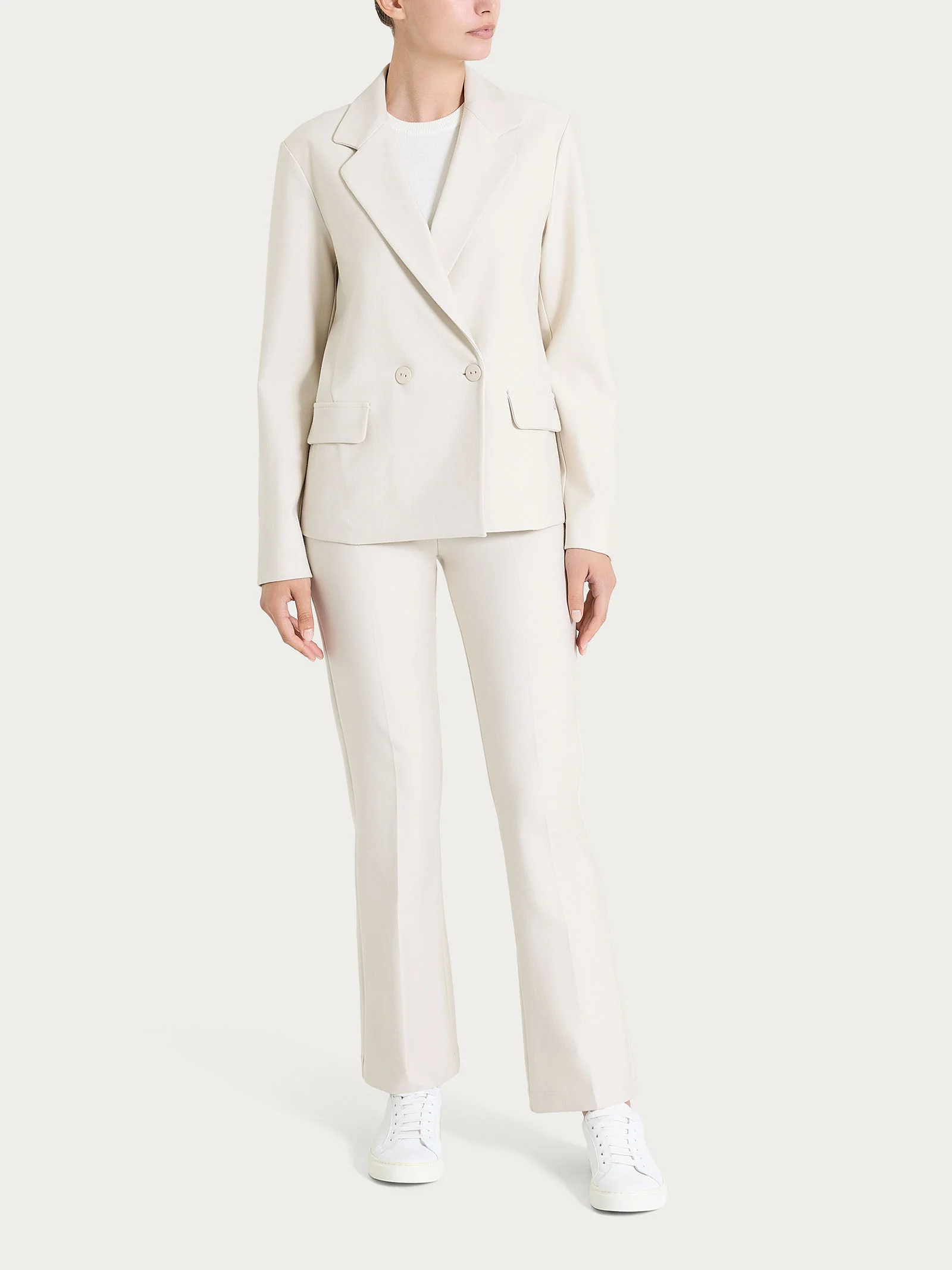 Blazer doppio petto in Compact - Champignon - Image 4