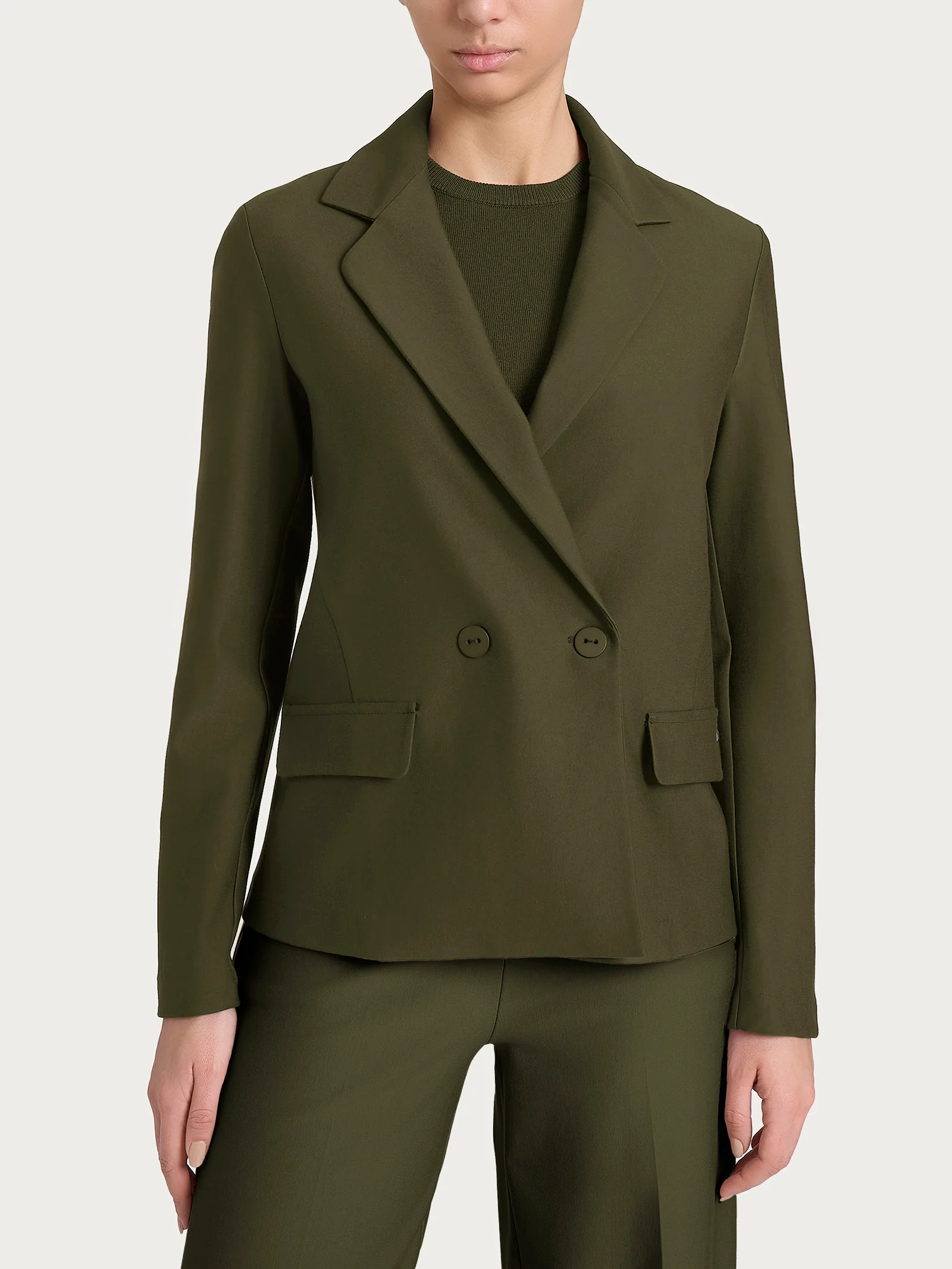 Blazer doppio petto in Compact - Dark Olive