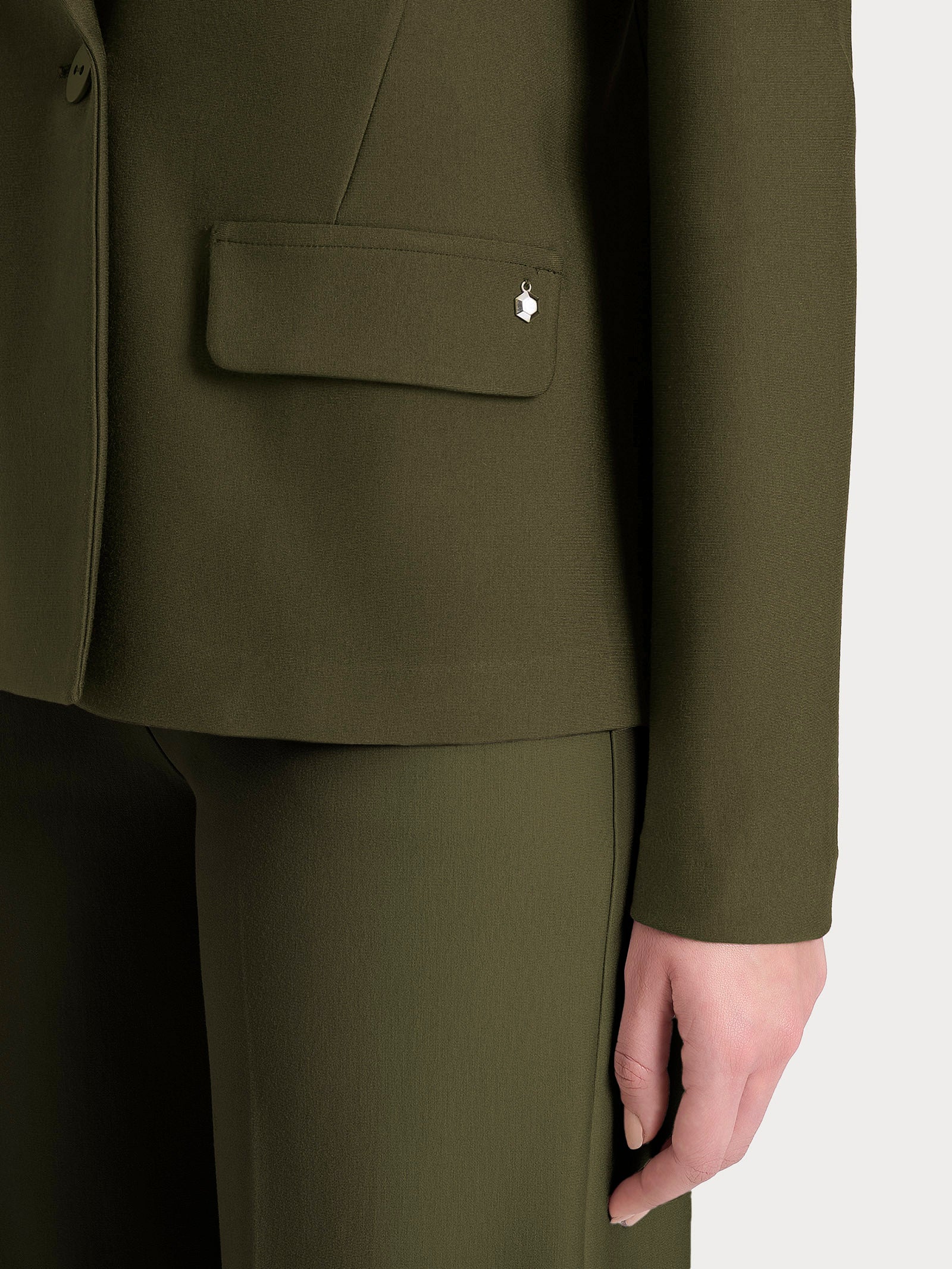 Blazer doppio petto in Compact - Dark Olive - Image 3