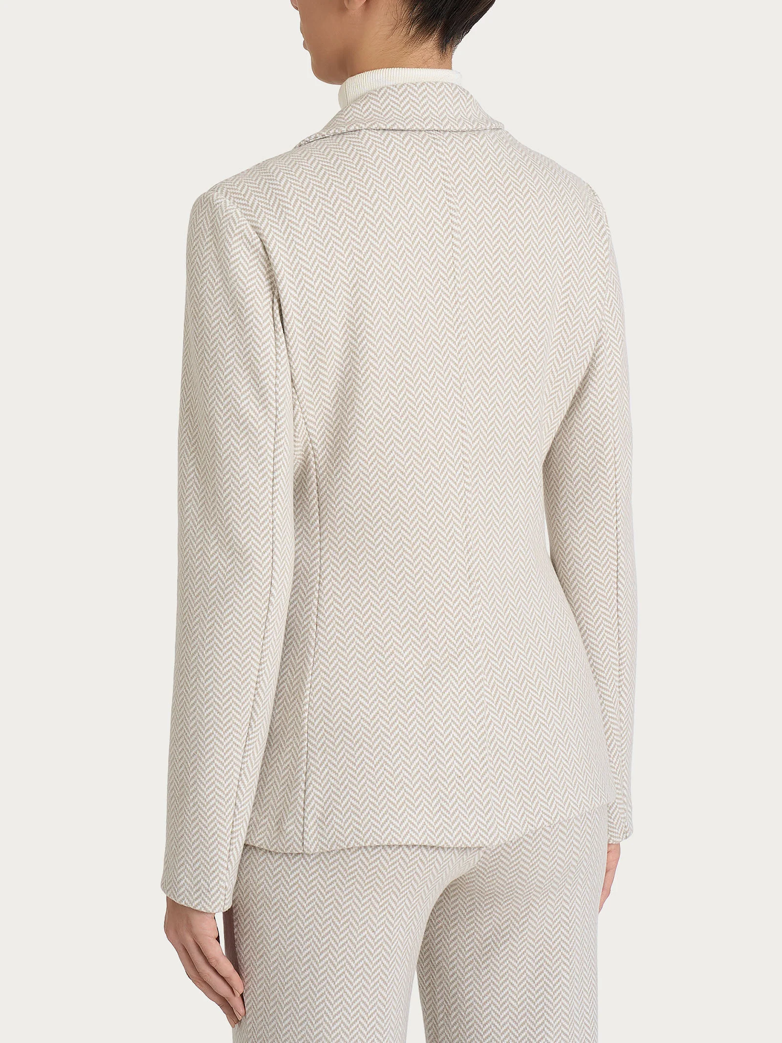 Blazer due bottoni con fantasia in Eco Jacquard - Fant.Avorio - Image 2