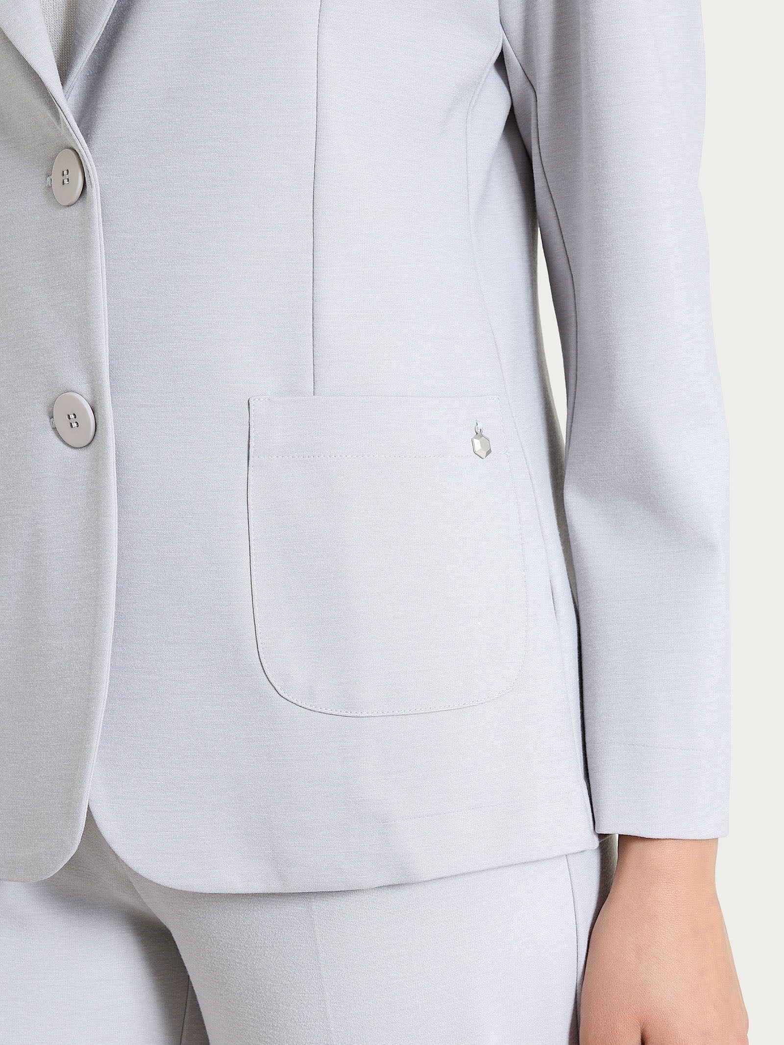 Blazer due bottoni in Cashmere Compact - Ghiaia Mel. - Image 3