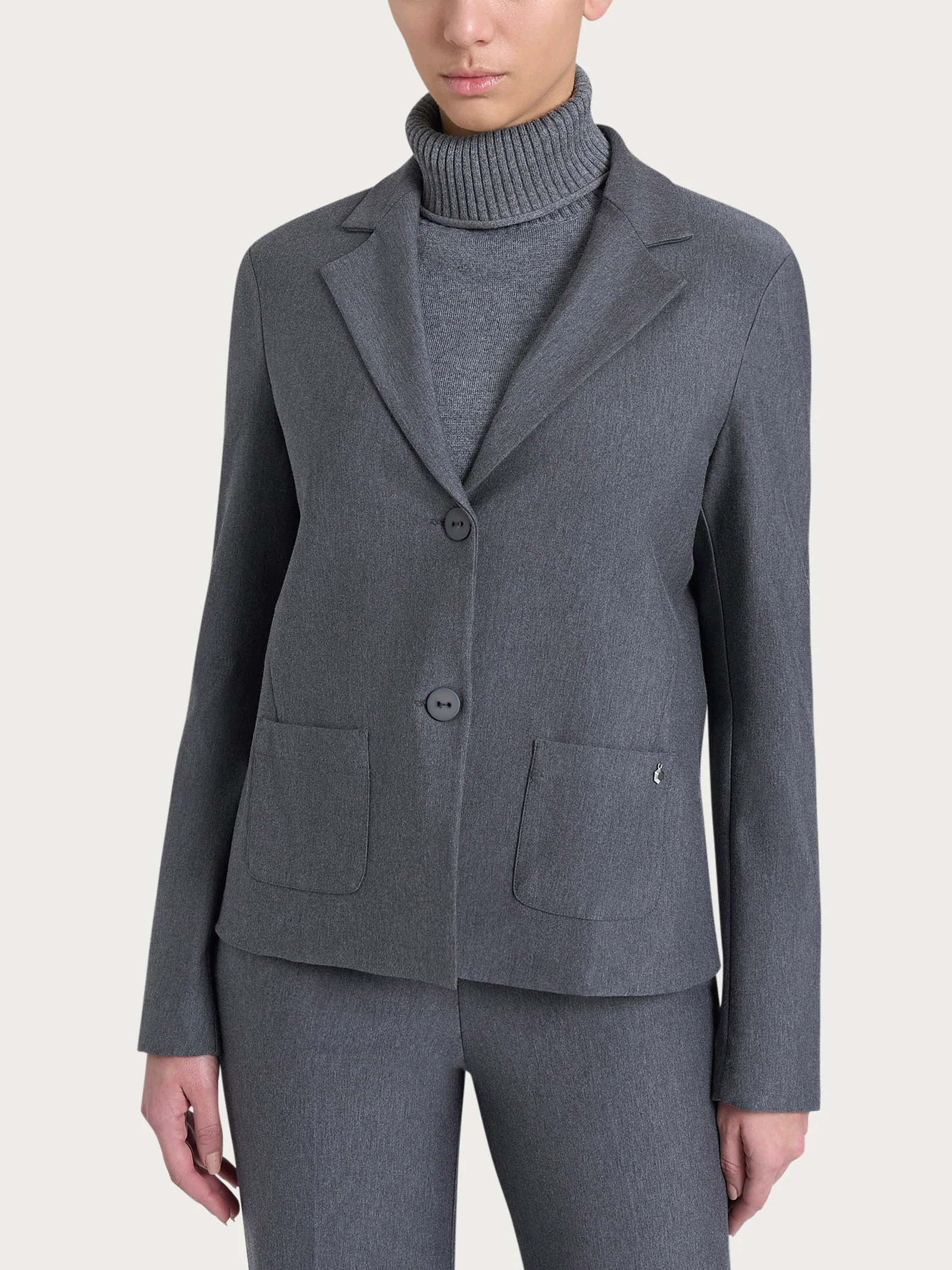 Blazer due bottoni in Compact - Ardesia Mel.
