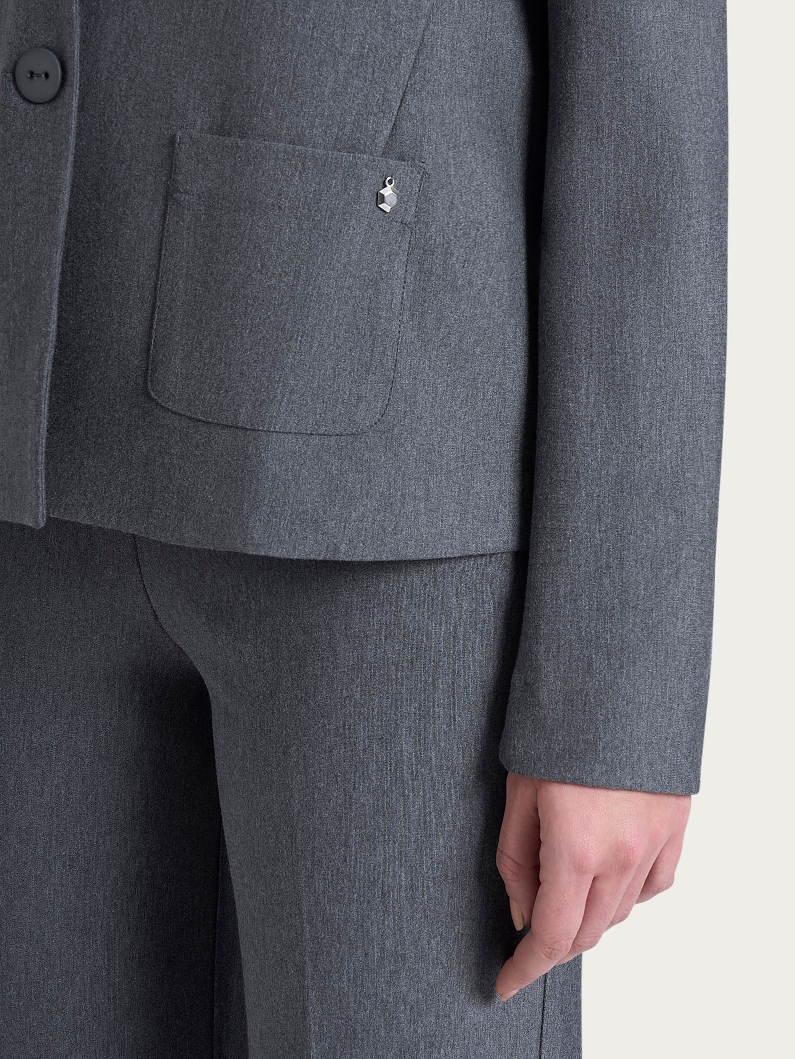 Blazer due bottoni in Compact - Ardesia Mel. - Image 3