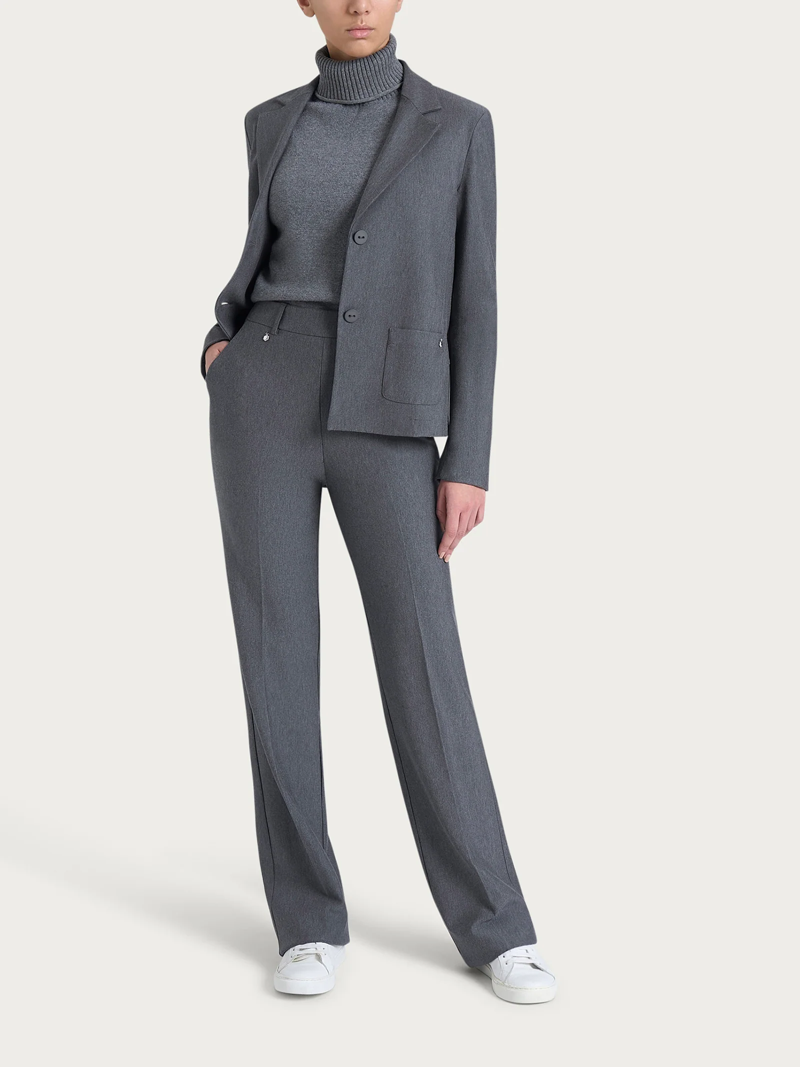 Blazer due bottoni in Compact - Ardesia Mel. - Image 5