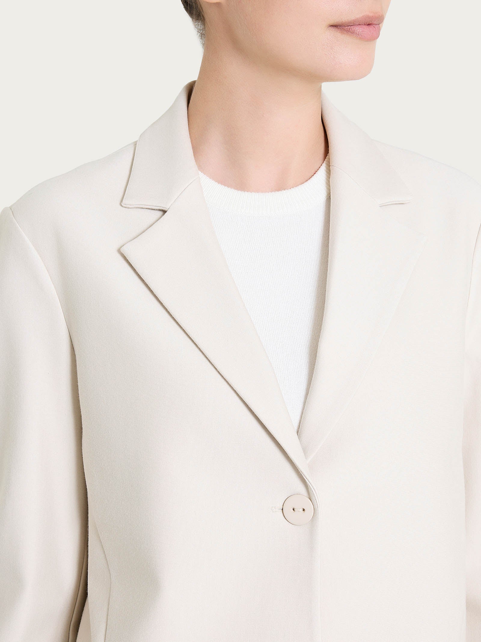 Blazer due bottoni in Compact - Champignon - Image 3