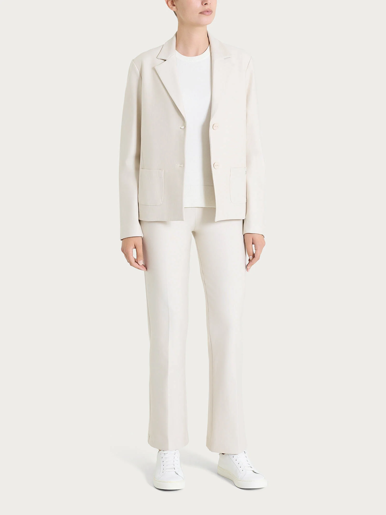 Blazer due bottoni in Compact - Champignon - Image 4