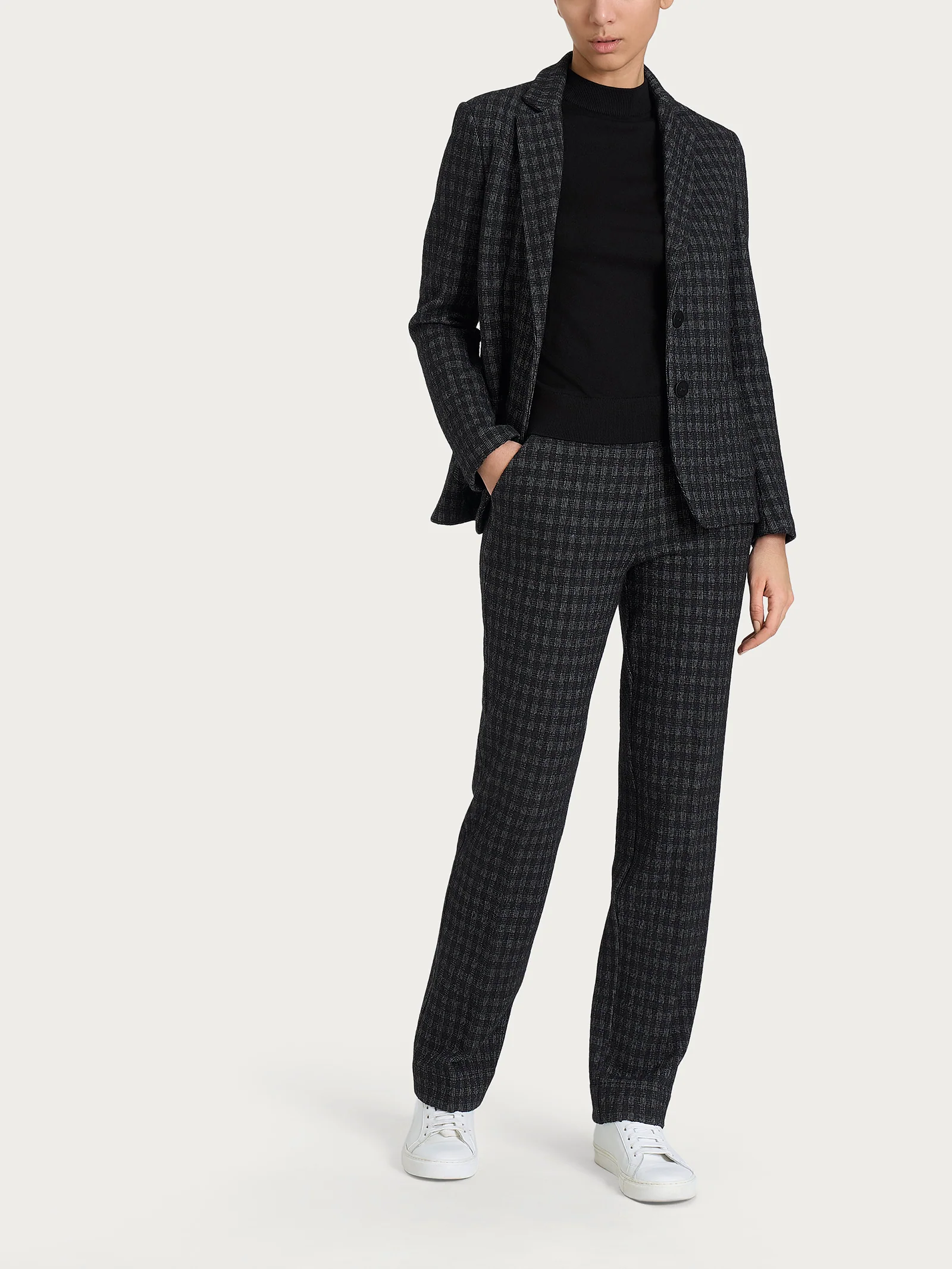 Blazer due bottoni in Eco Jacquard misto lana - Fant.Nero - Image 4