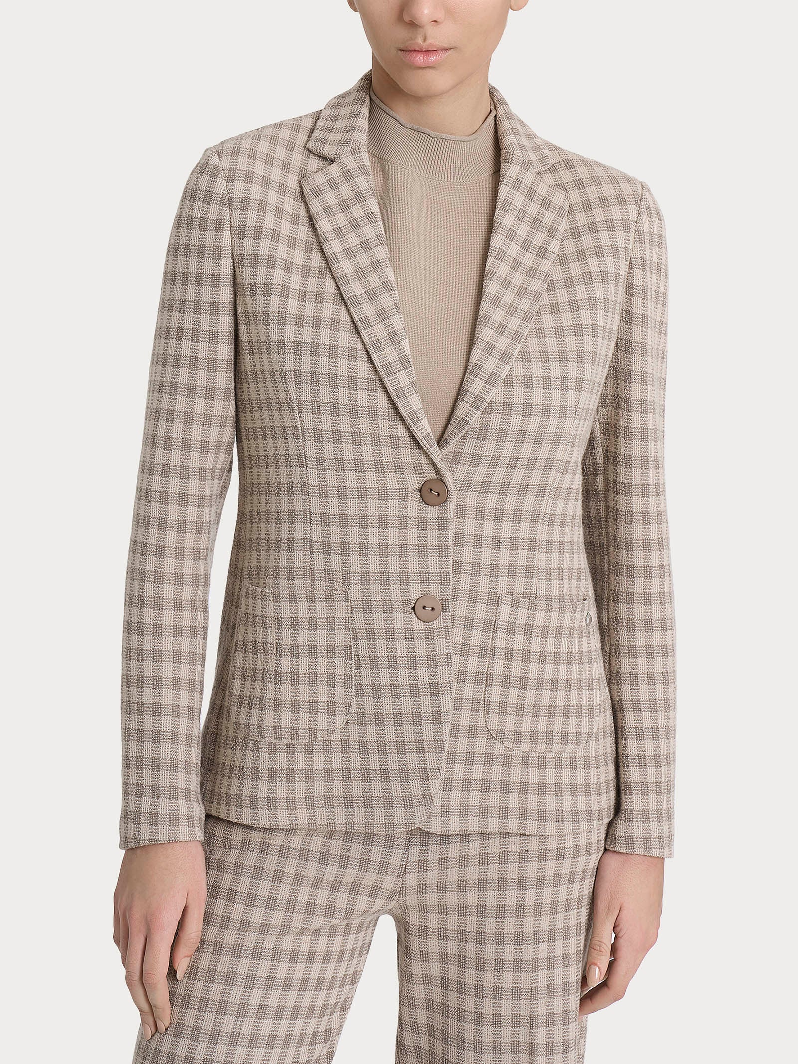 Blazer due bottoni in Eco Jacquard misto lana - Fant. Pine Bark