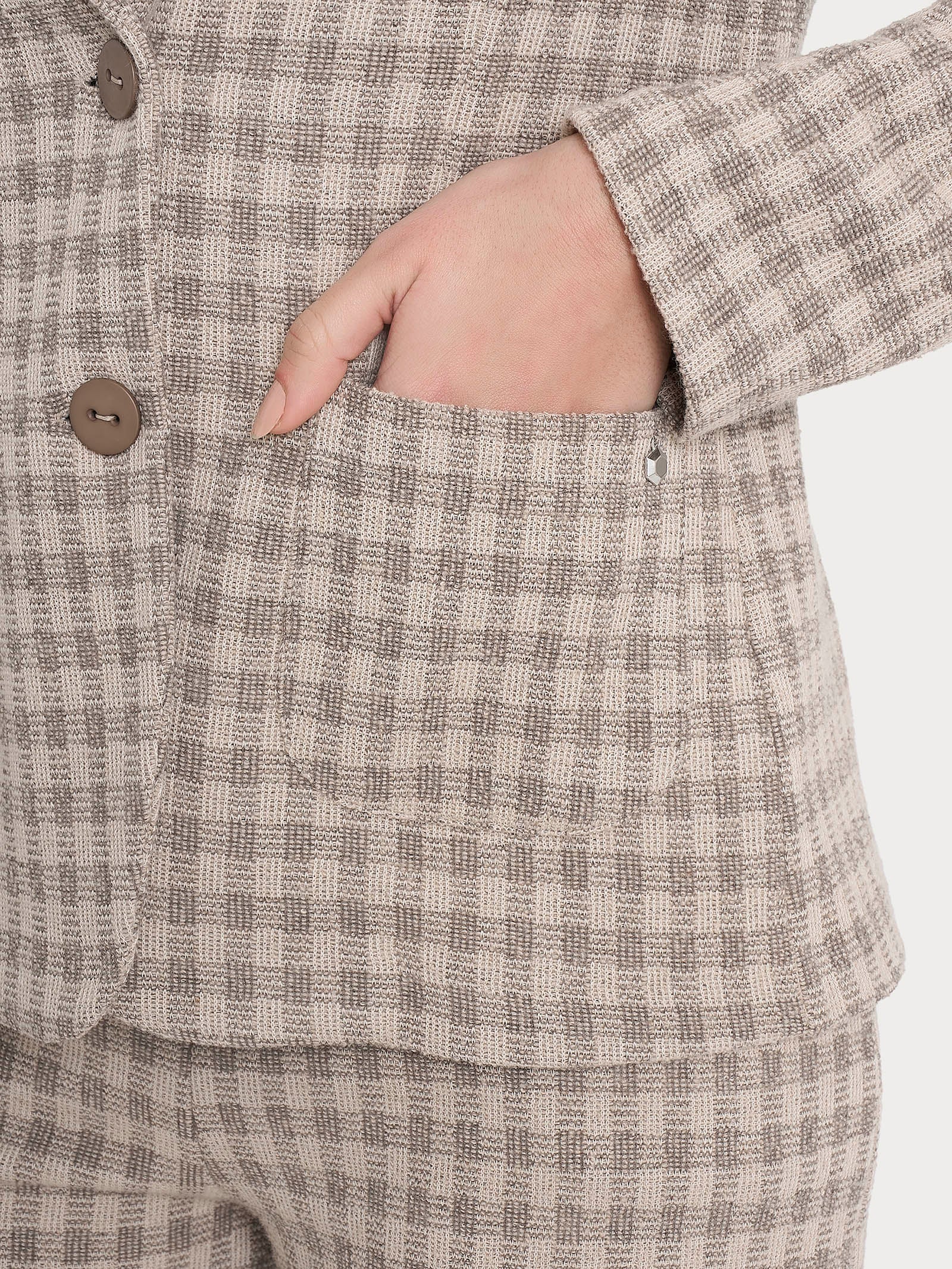 Blazer due bottoni in Eco Jacquard misto lana - Fant. Pine Bark - Image 3