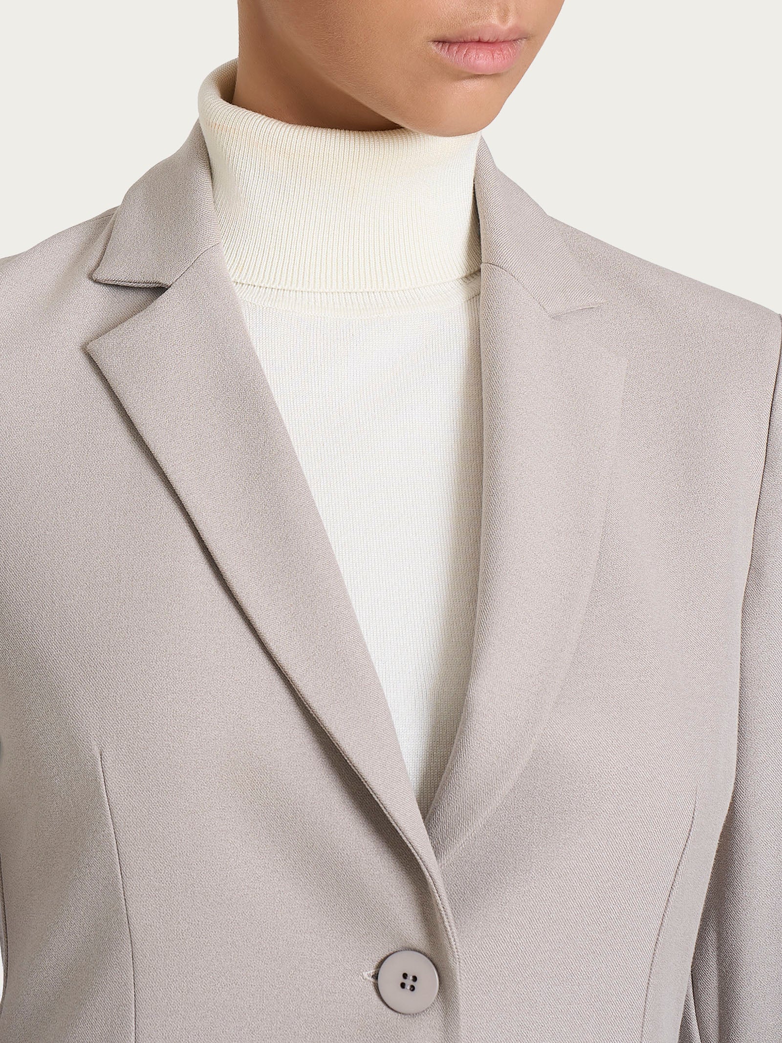 Blazer due bottoni in Flannel Twill - Nude - Image 3
