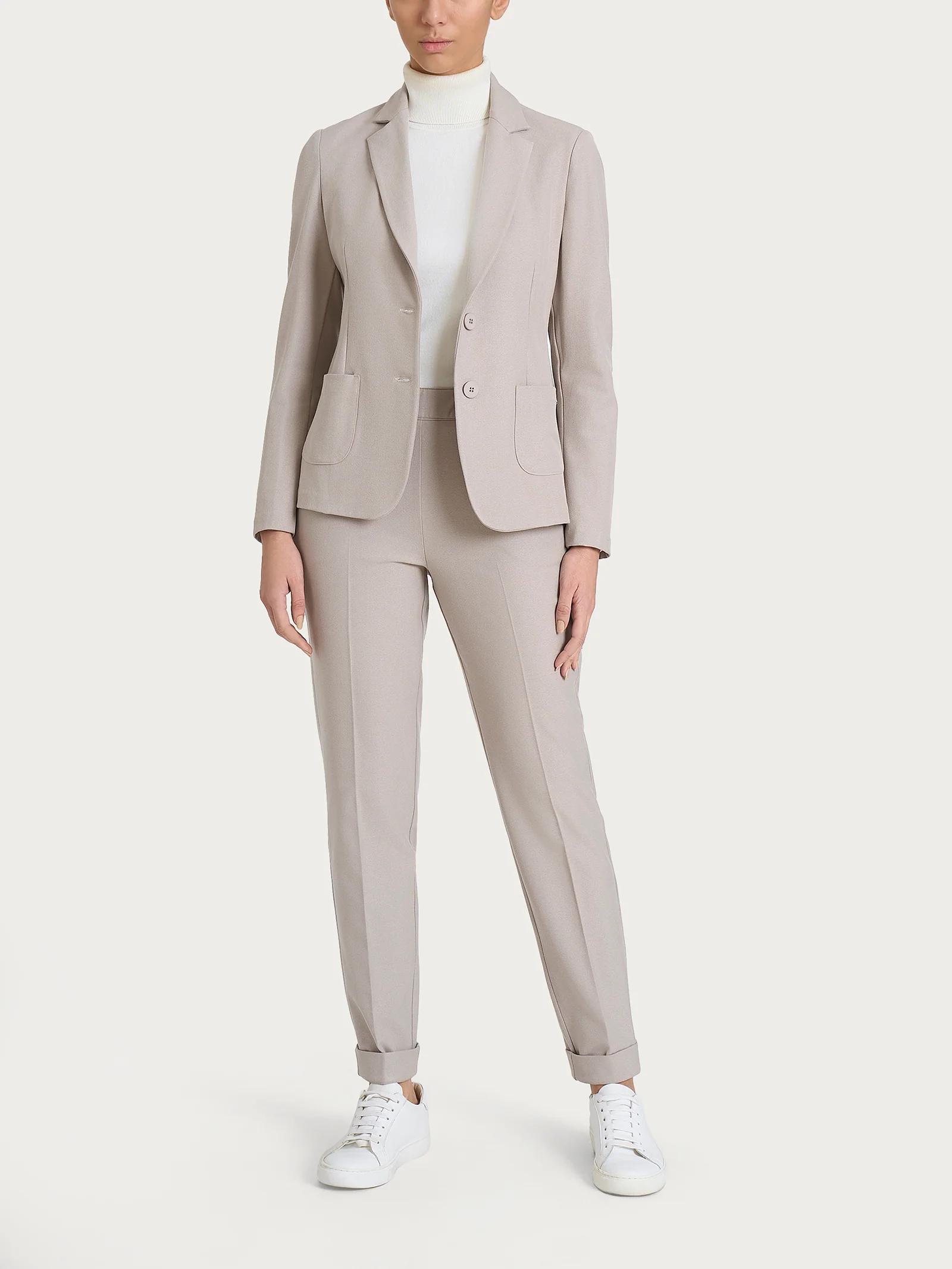 Blazer due bottoni in Flannel Twill - Nude - Image 4
