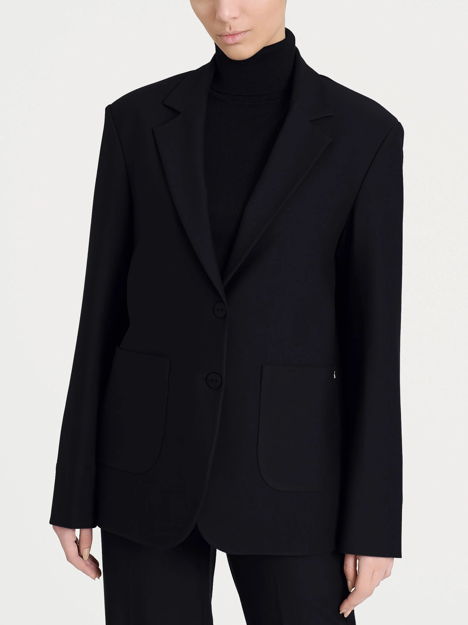 Blazer over con due bottoni in Compact - Nero