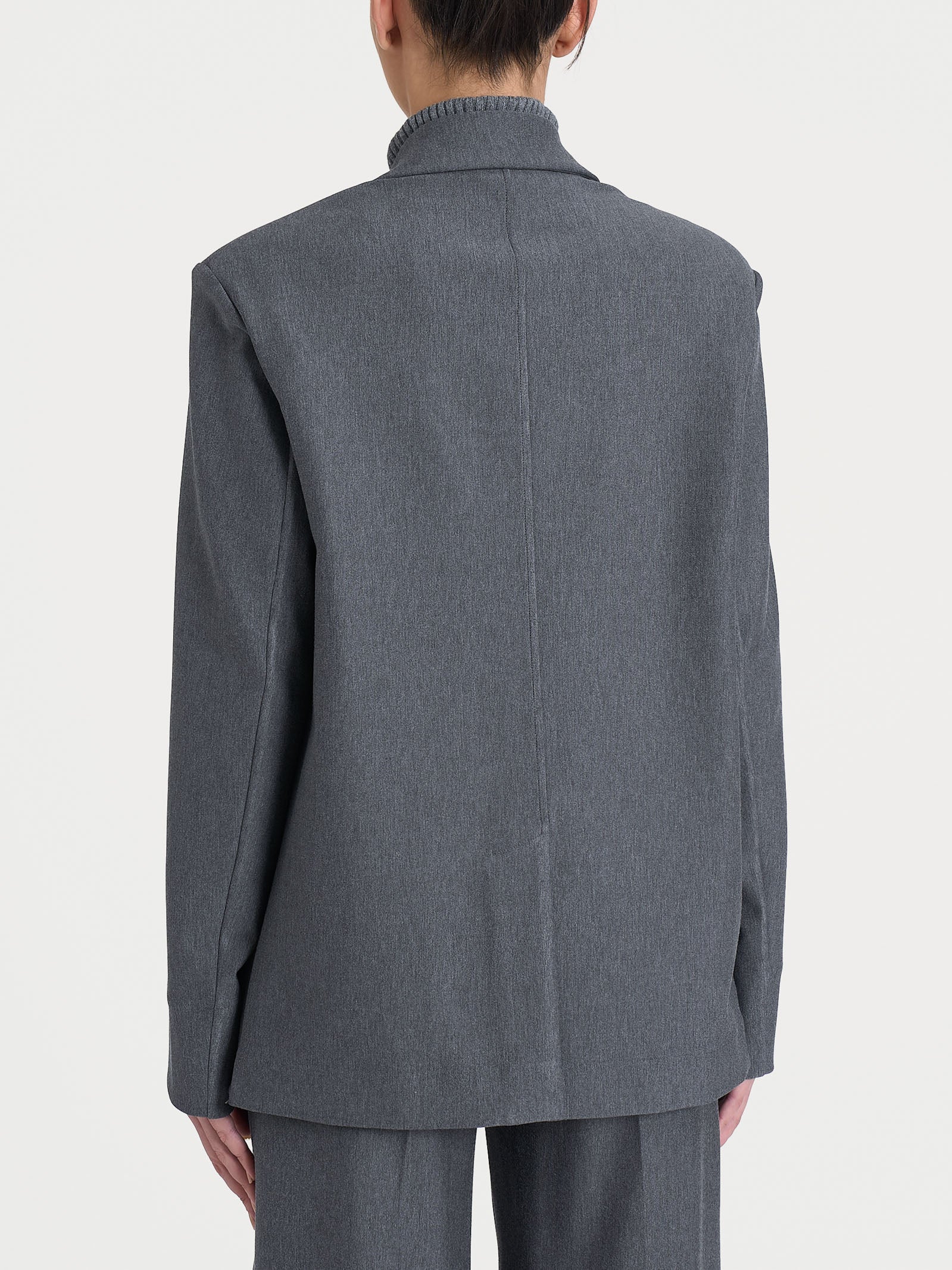 Blazer over con due bottoni in Compact - Ardesia Mel. - Image 2