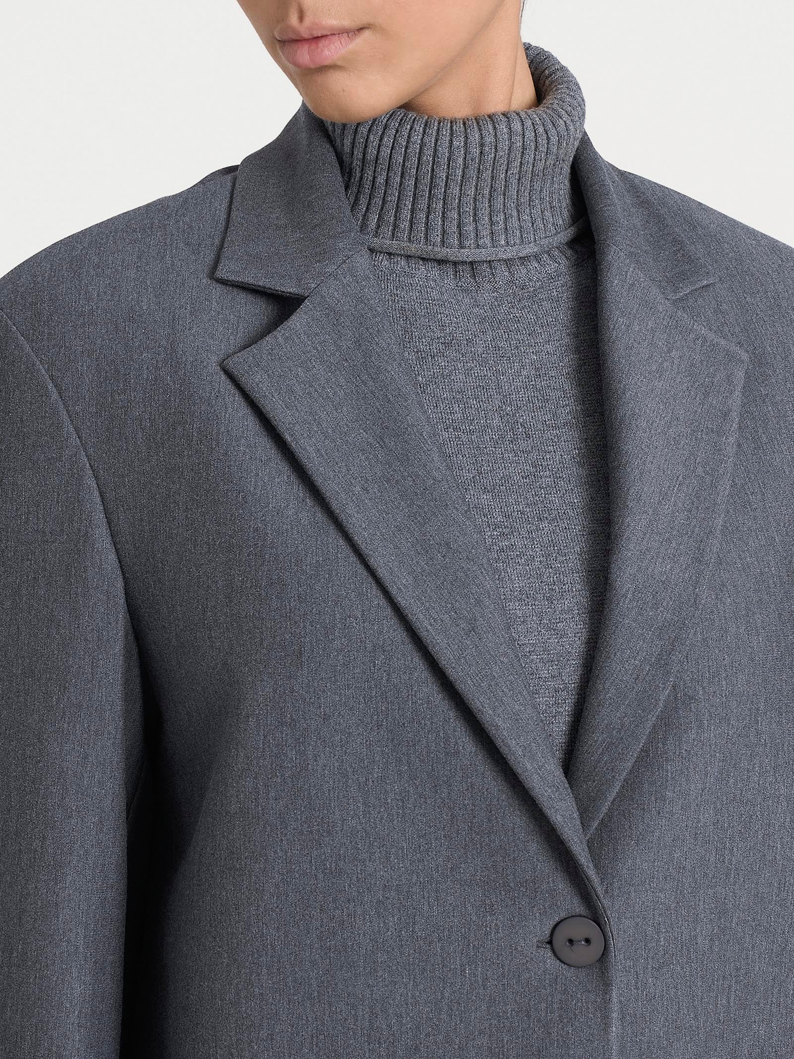 Blazer over con due bottoni in Compact - Ardesia Mel. - Image 4