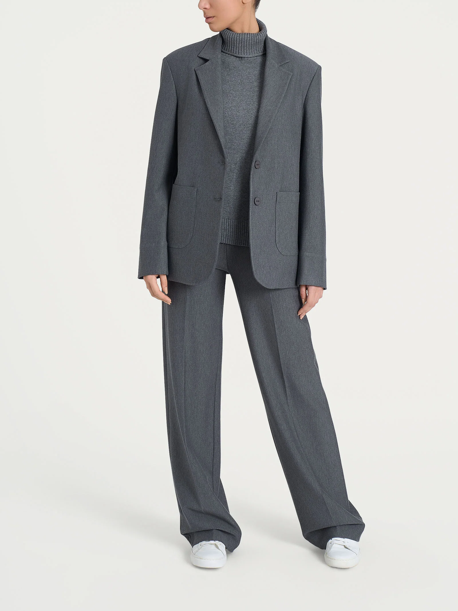Blazer over con due bottoni in Compact - Ardesia Mel. - Image 5