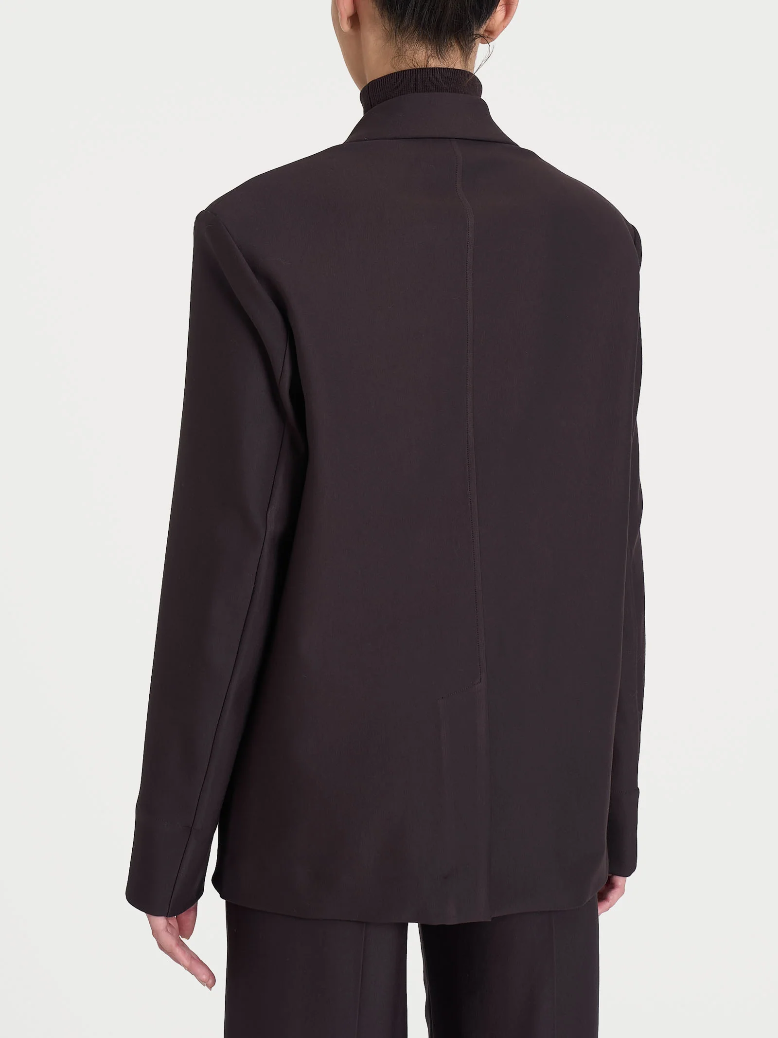 Blazer over con due bottoni in Compact - Chocolate Torte - Image 2