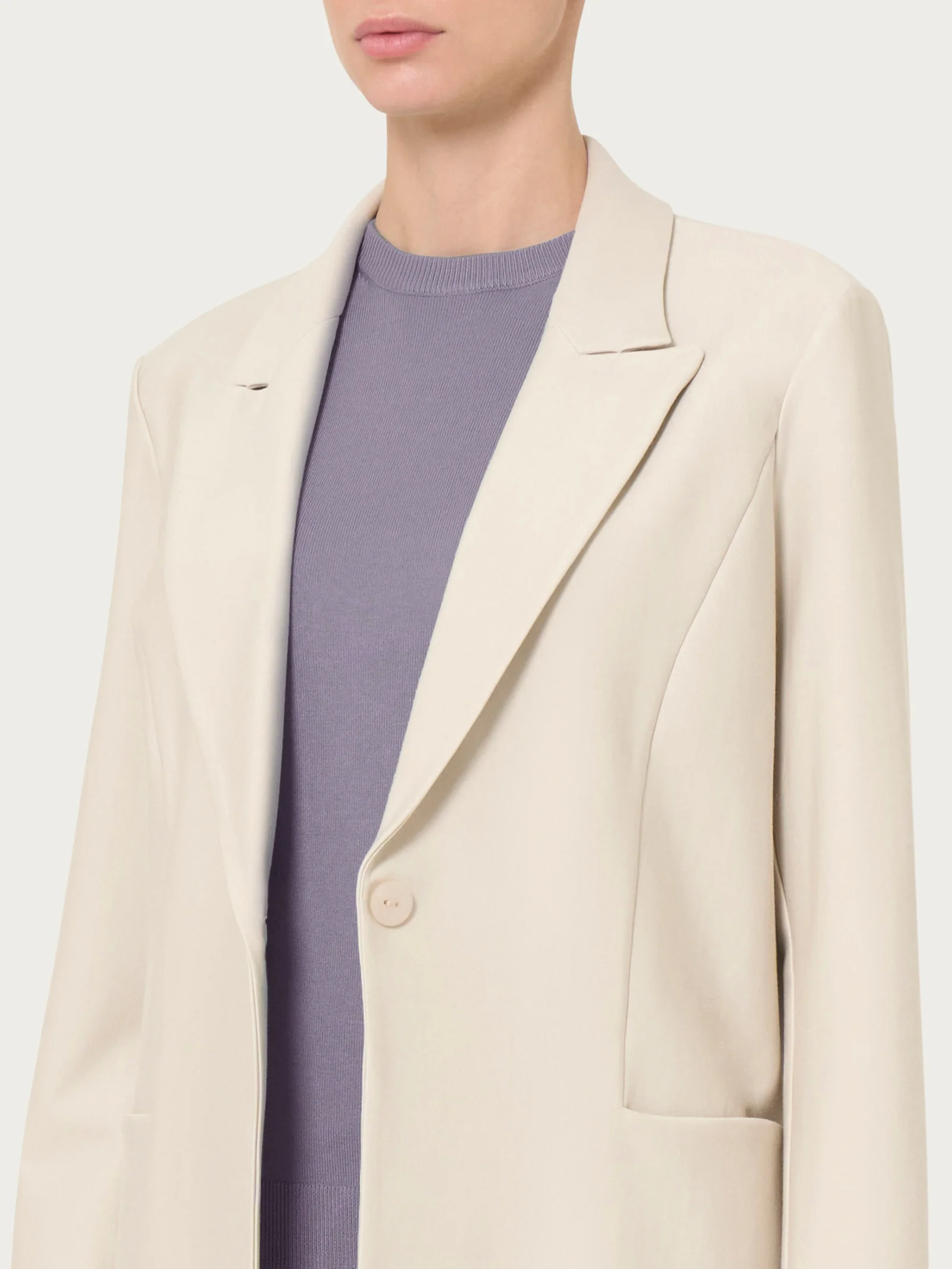 Blazer over con rever a lancia in Compact - Champignon - Image 4