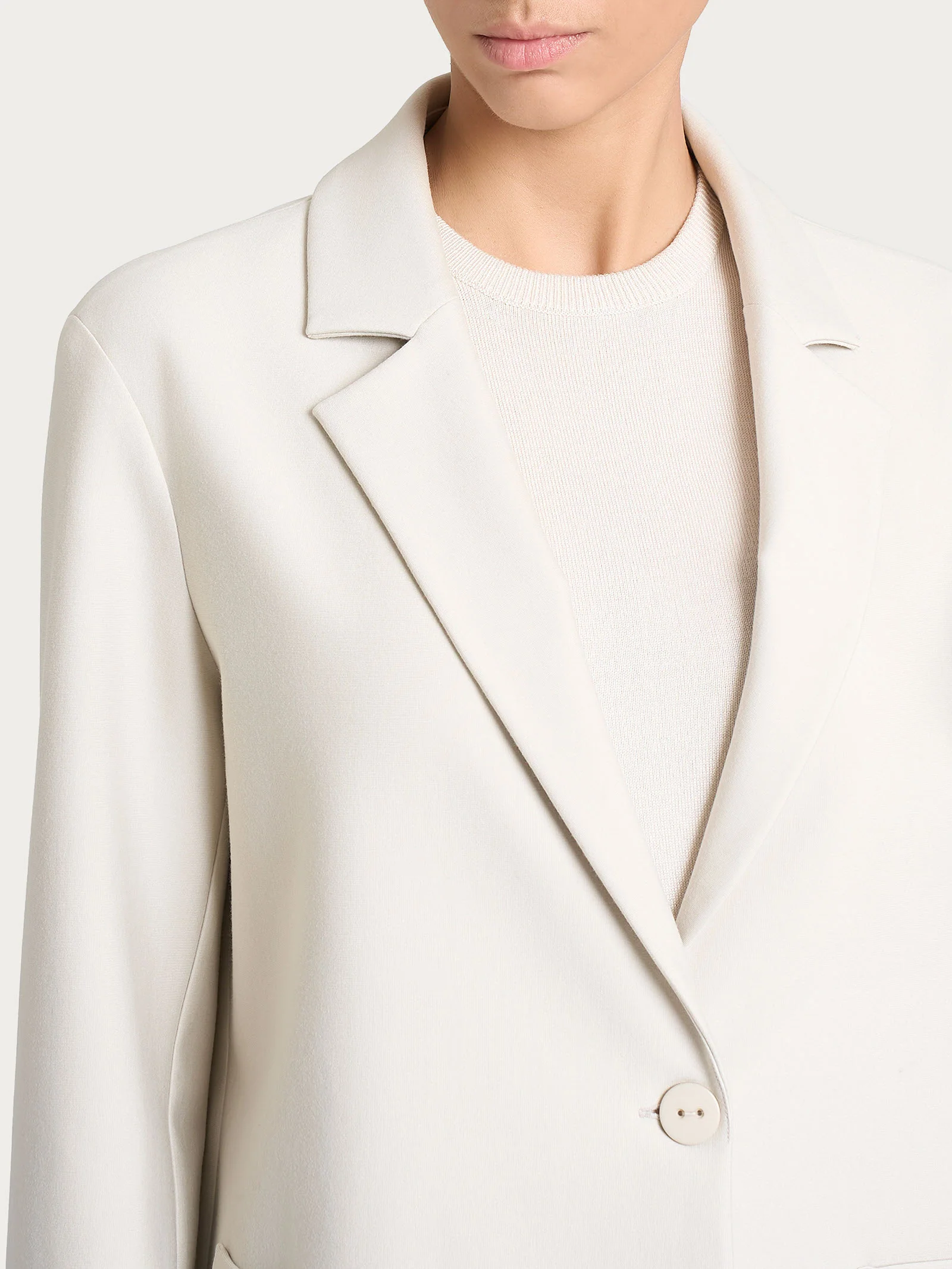 Blazer over con un bottone in Compact - Champignon - Image 3