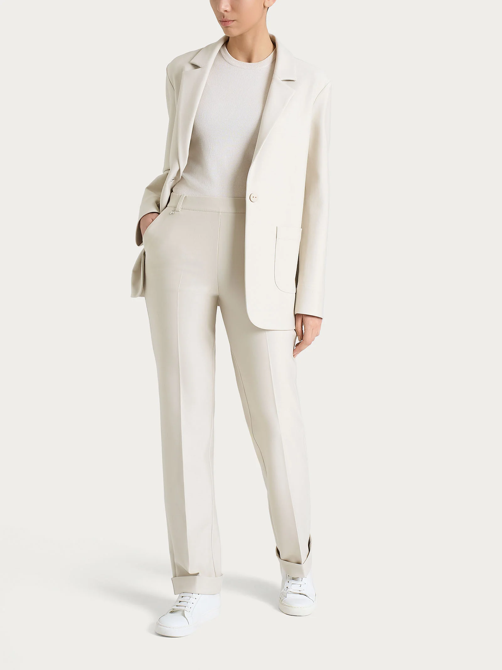 Blazer over con un bottone in Compact - Champignon - Image 4
