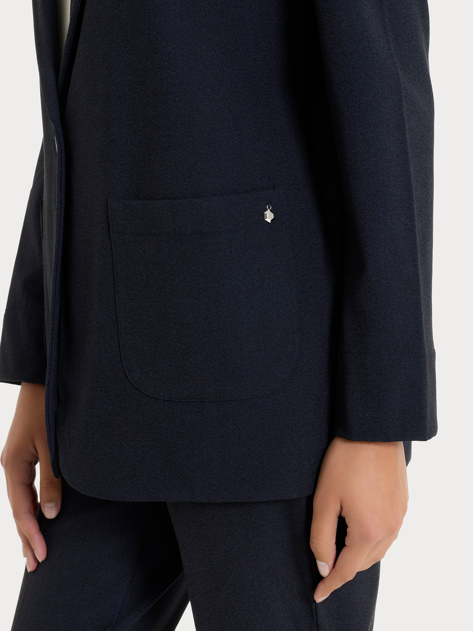 Blazer over in Flannel Twill - Bleu Mel. - Image 3