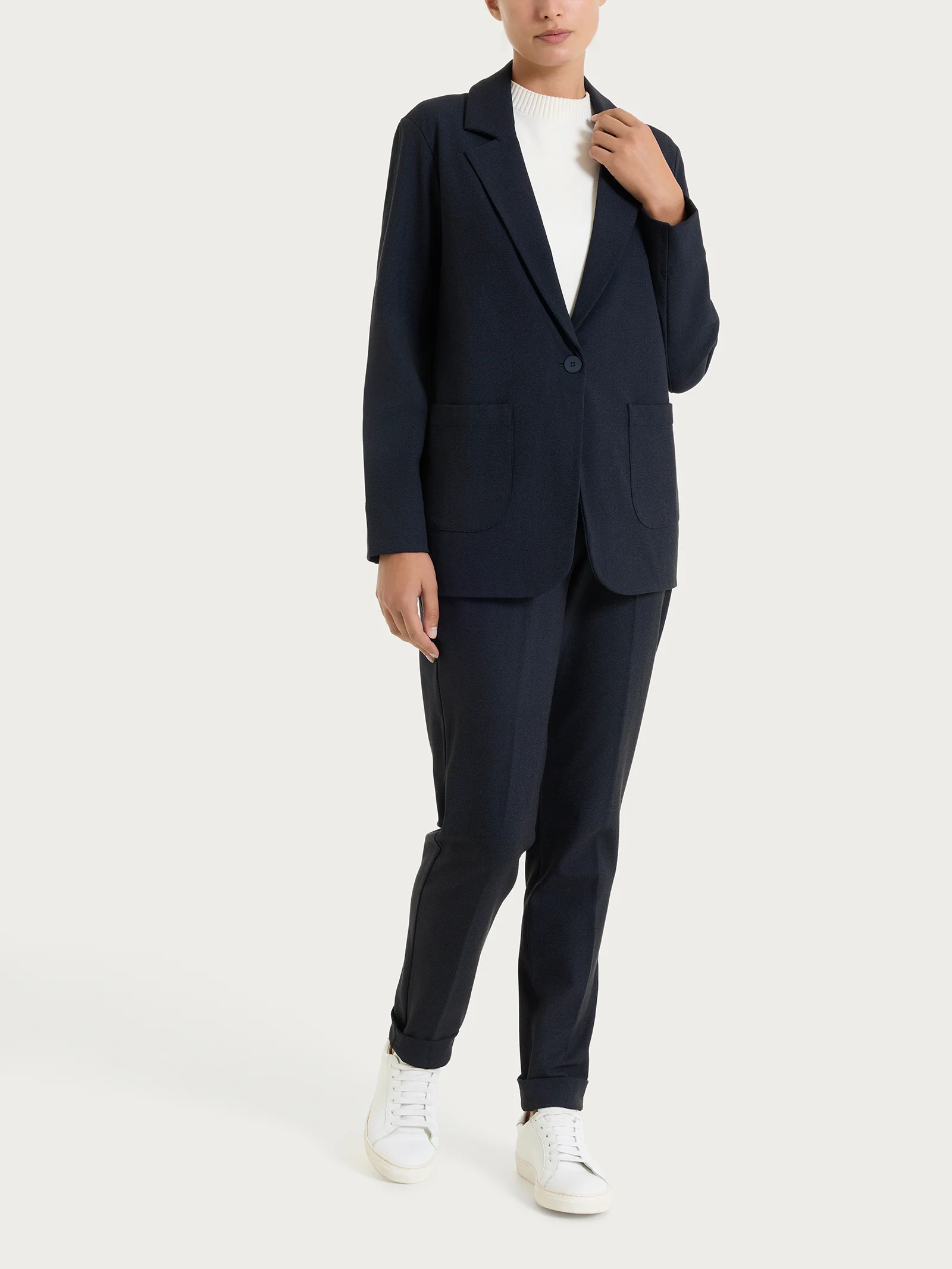 Blazer over in Flannel Twill - Bleu Mel. - Image 4