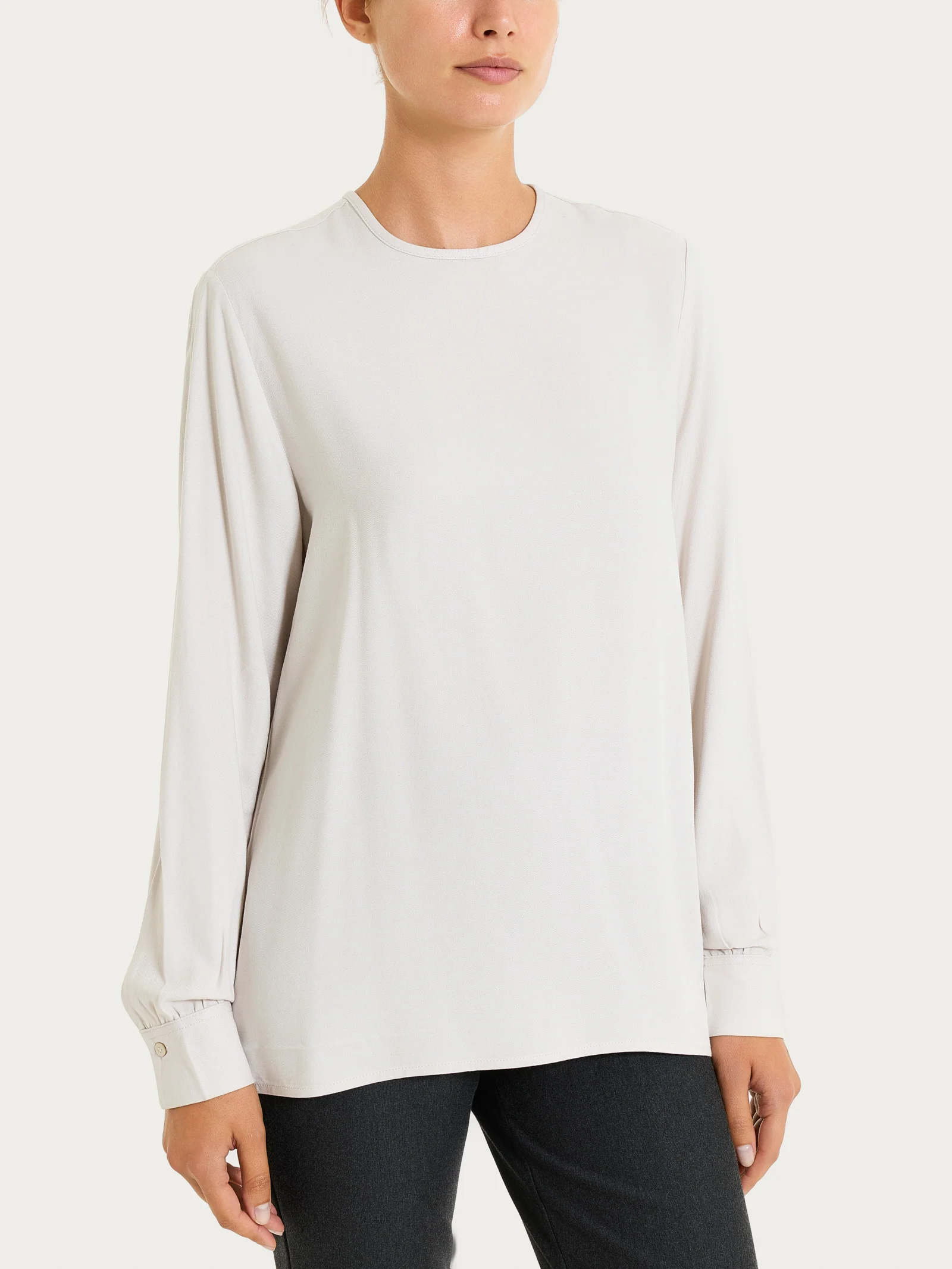Blusa girocollo in Winter Ecoseta - Champignon
