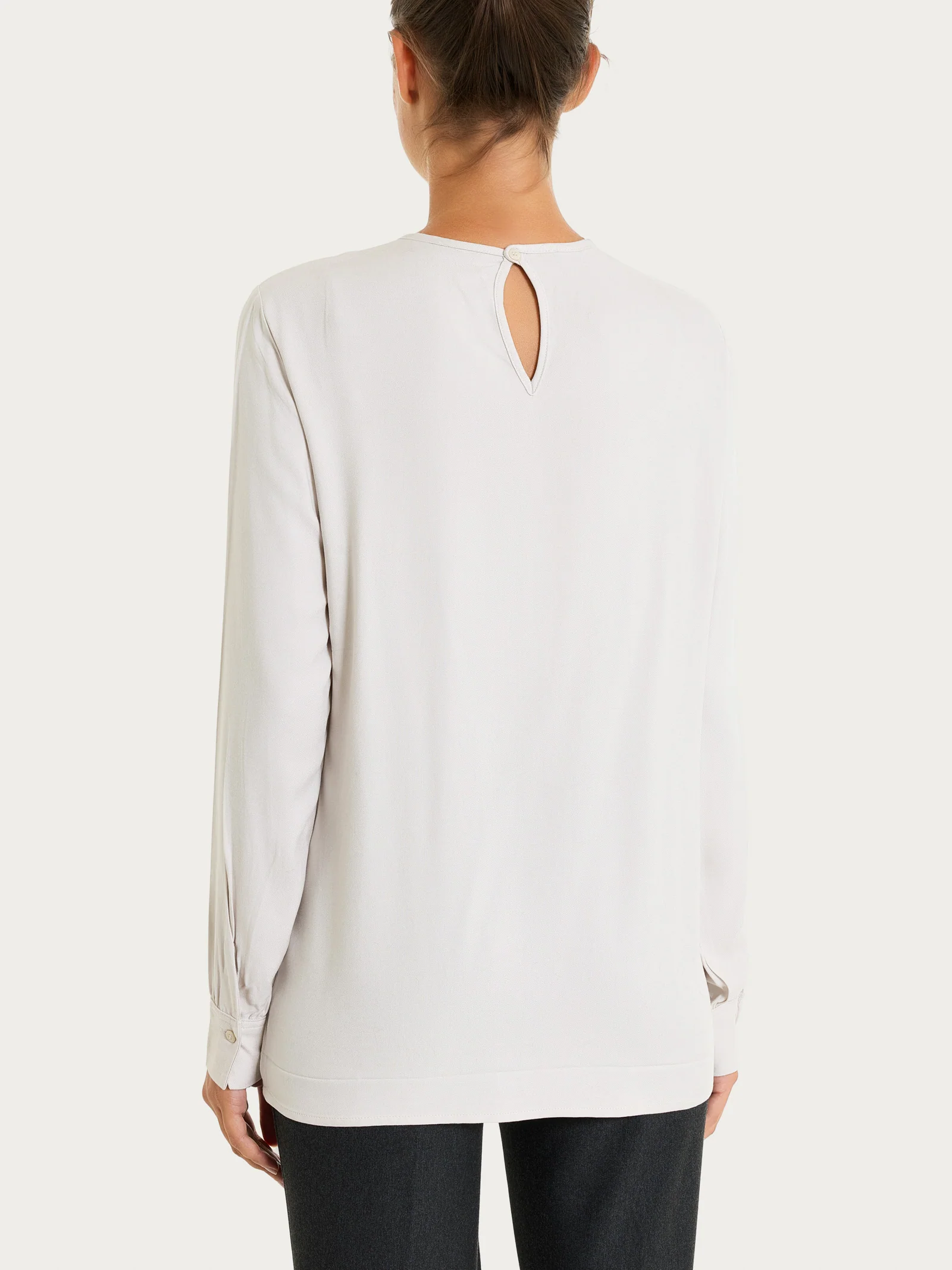 Blusa girocollo in Winter Ecoseta - Champignon - Image 2