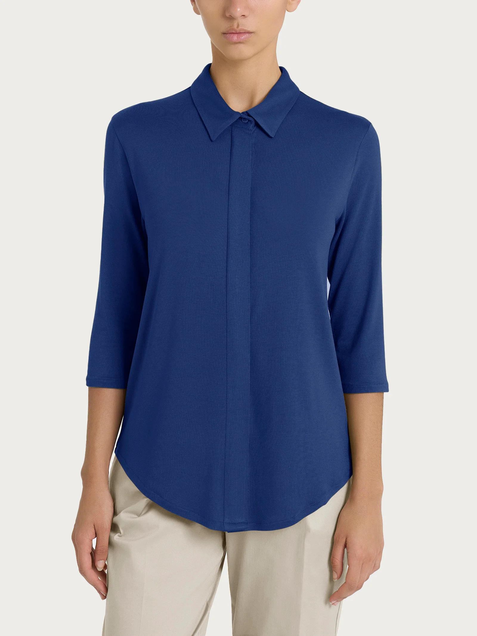 Camicia con manica 3/4 in Viscosa Summer - Blueberry