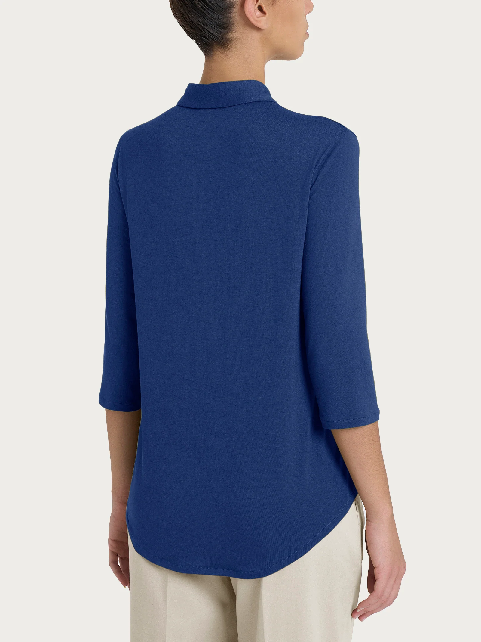 Camicia con manica 3/4 in Viscosa Summer - Blueberry - Image 2